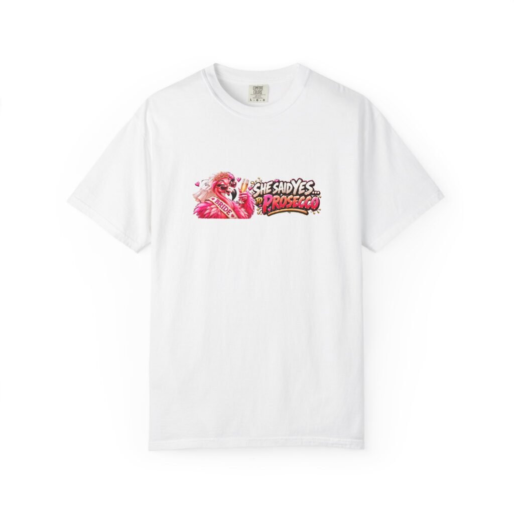 She Said Yes To Prosecco T-Shirt, Bride To Be Shirt, Hen Party Bride Tee, Funny Bride Gift, Flamingo Hen Do Top