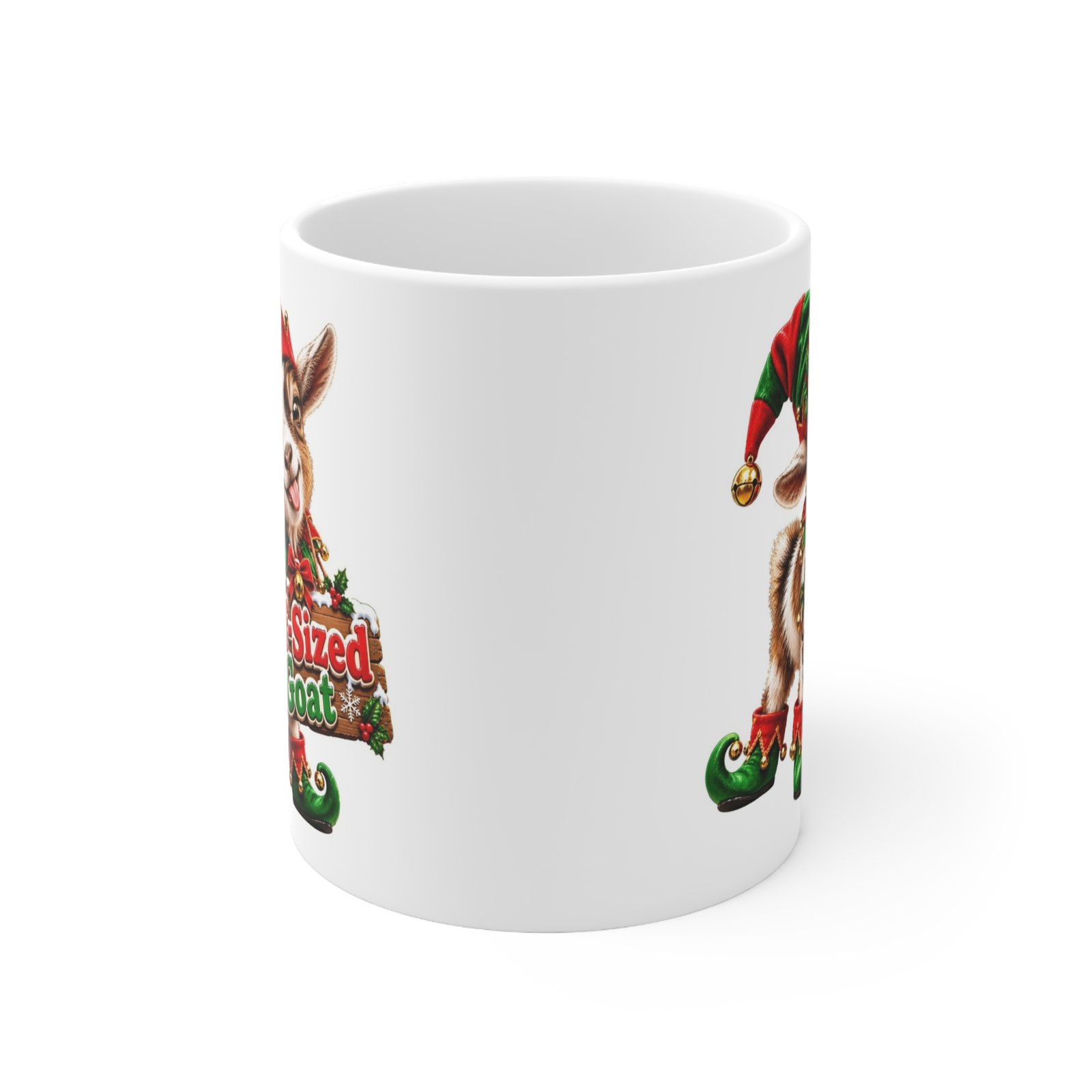 Elf-Sized Goat Mug, Cute Baby Goat Christmas Mug, Goat Lover Gift, Xmas Coffee Mug, Secret Santa Gift 11oz - Image 2