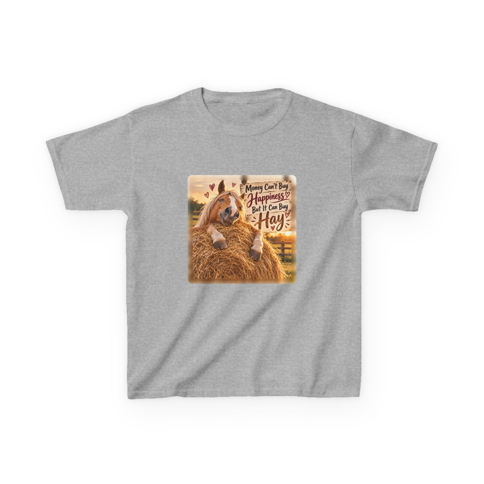 Kids Money Can't Buy Happiness But It Can Buy Hay T-Shirt, Funny Pony Club Gift, Horse Girl Tee, Children's Equestrian Top - Image 2