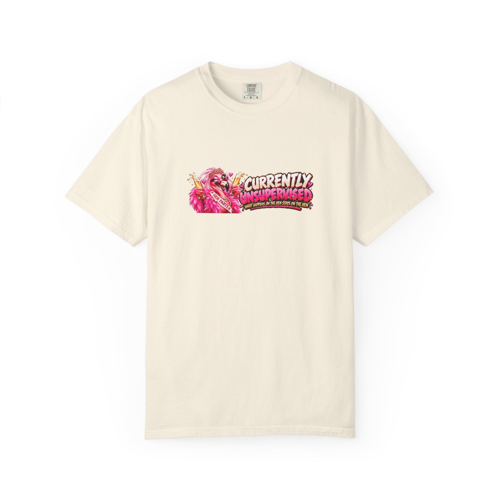 Currently Unsupervised Hen Party T-Shirt, What Happens On The Hen Stays On The Hen, Funny Hen Do Shirt, Flamingo Tee - Image 5
