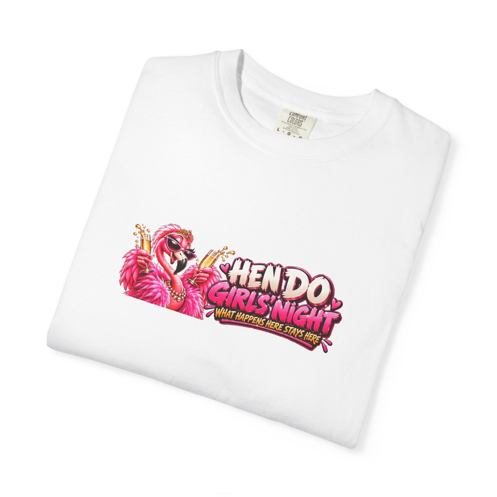 Hen Do T-Shirt, Hen Party Shirt, Girls Night Tee, What Happens Here Stays Here, Bride Squad Top, Flamingo Hen Party Gift - Image 3