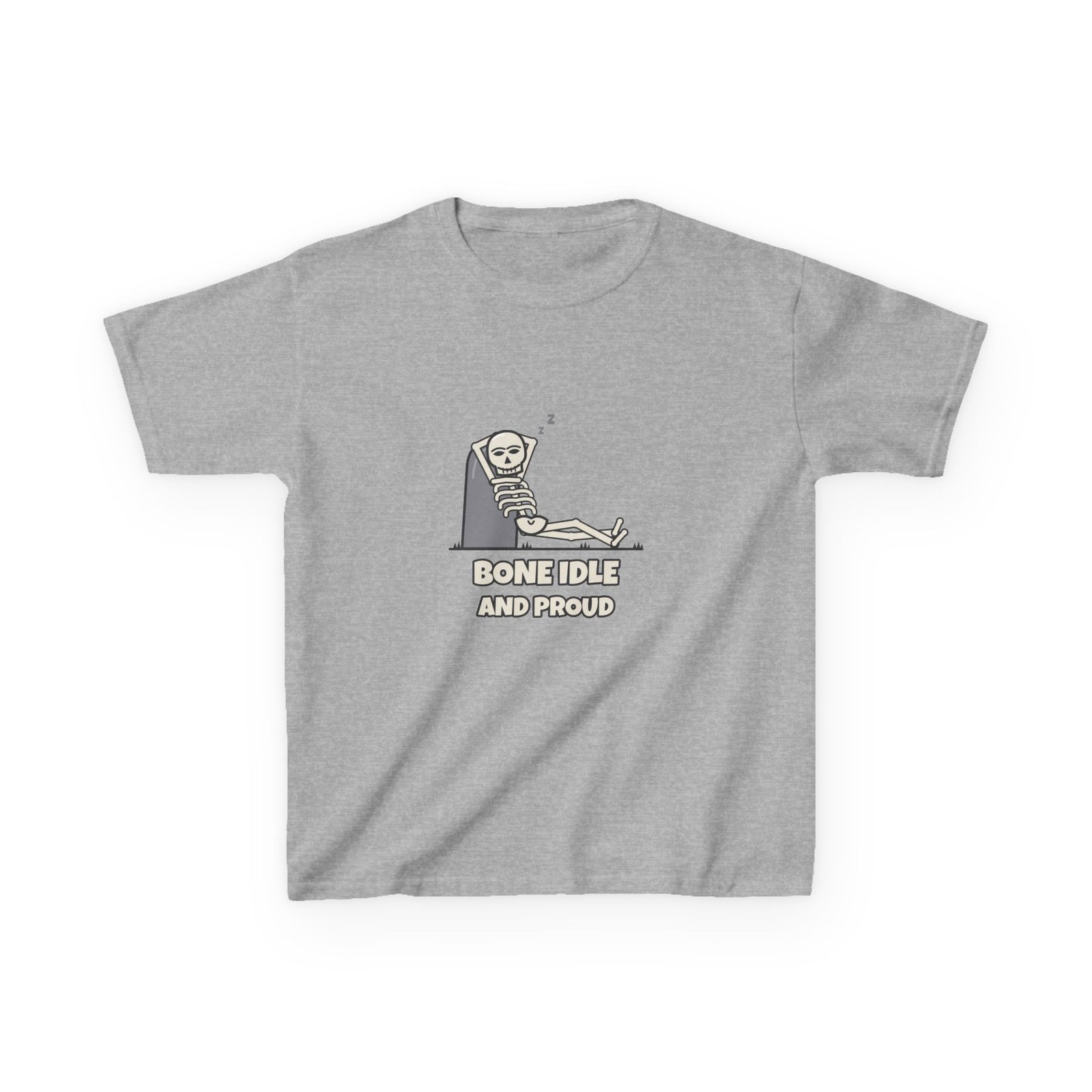 Kids Bone Idle and Proud T-Shirt, Funny Skeleton Halloween Shirt, Kids Halloween Tee, Lazy Skeleton Top, Spooky Season - Image 2