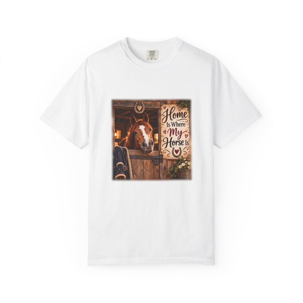 Home Is Where My Horse Is T-Shirt, Horse Lover Gift, Equestrian Shirt, Stable Door Horse Tee, Horse Girl Gift, Pony Mum Shirt, Rider Gift