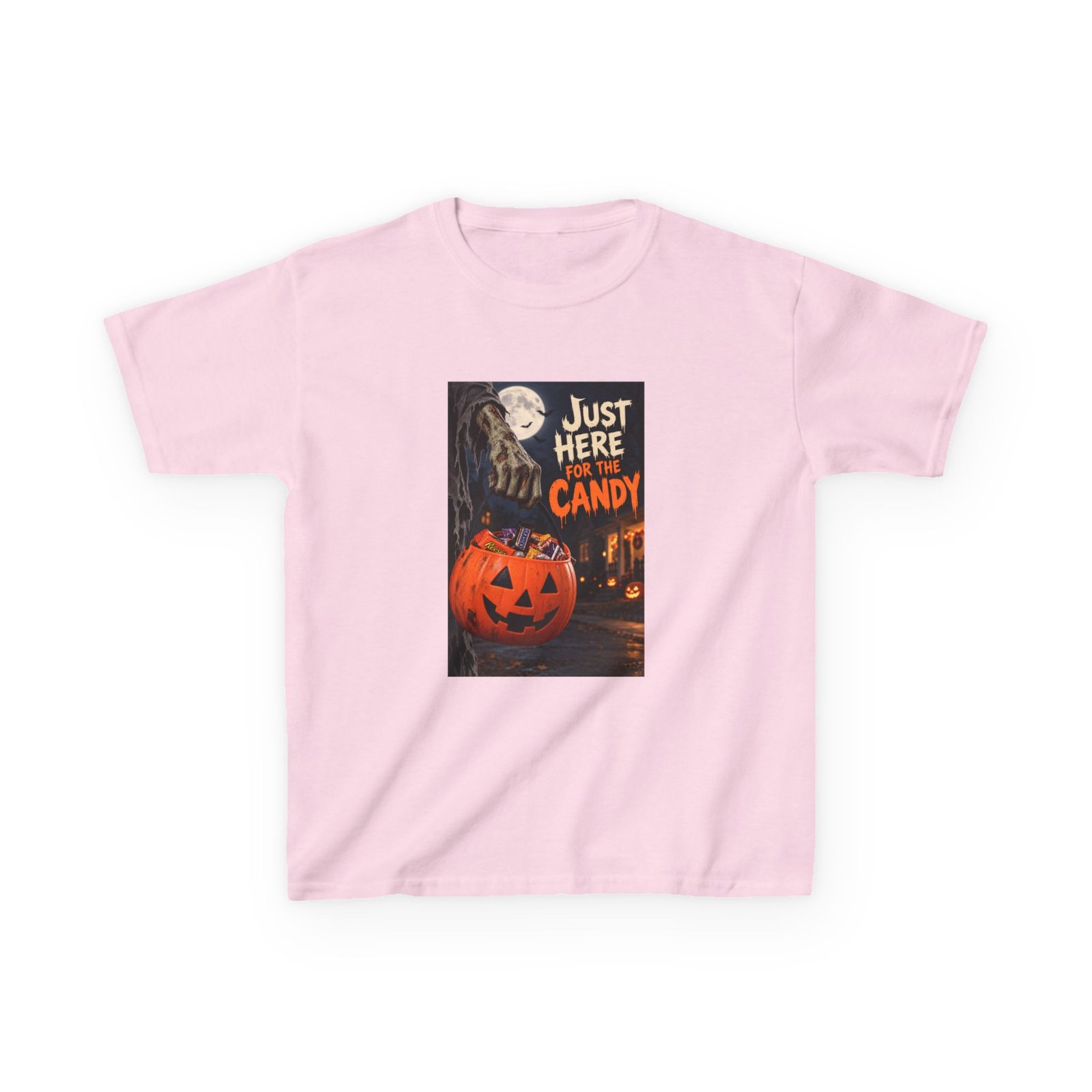 Kids Just Here for the Candy T-Shirt, Trick or Treat Shirt, Kids Halloween Tee, Pumpkin Candy Bucket Top, Spooky Season - Image 4