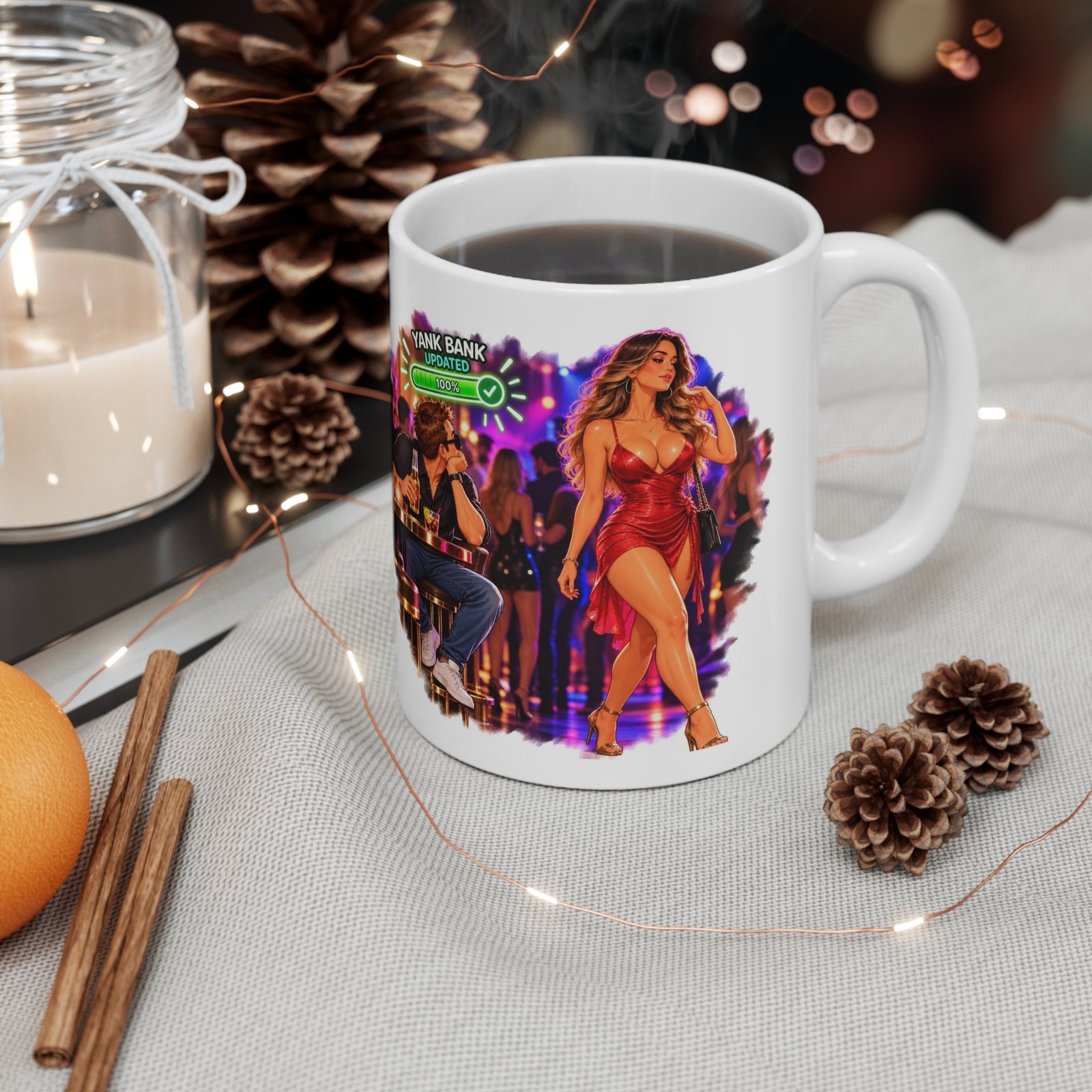 Yank Bank Updated Mug, Funny Rude Night Club Coffee Mug, Cheeky Adult Humour Gift, Gag Gift For Him 11oz - Image 4