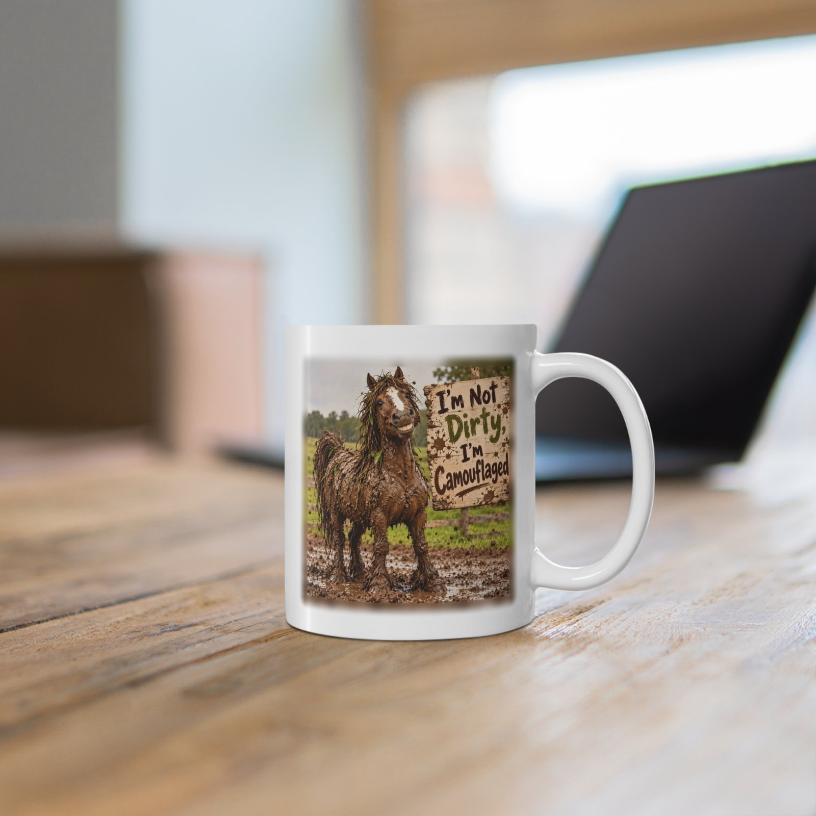 Funny Muddy Horse Mug, I'm Not Dirty I'm Camouflaged, Equestrian Gift, Horse Lover Coffee Mug, Pony Mum Gift, Horse Girl Mug 11oz - Image 6