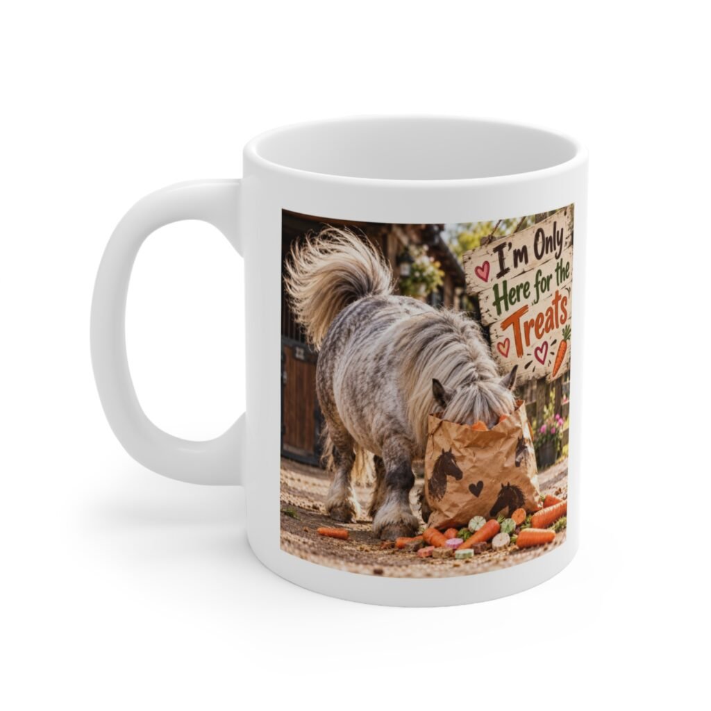 I'm Only Here for the Treats Mug, Funny Pony Mug, Equestrian Coffee Mug, Horse Lover Gift, Pony Mum Gift 11oz