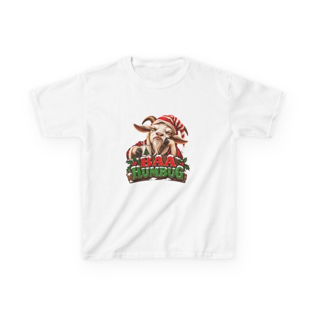 Kids Baa Humbug T-Shirt, Grumpy Goat Christmas Shirt, Kids Xmas Tee, Goat Lover Gift, Childrens Christmas Top