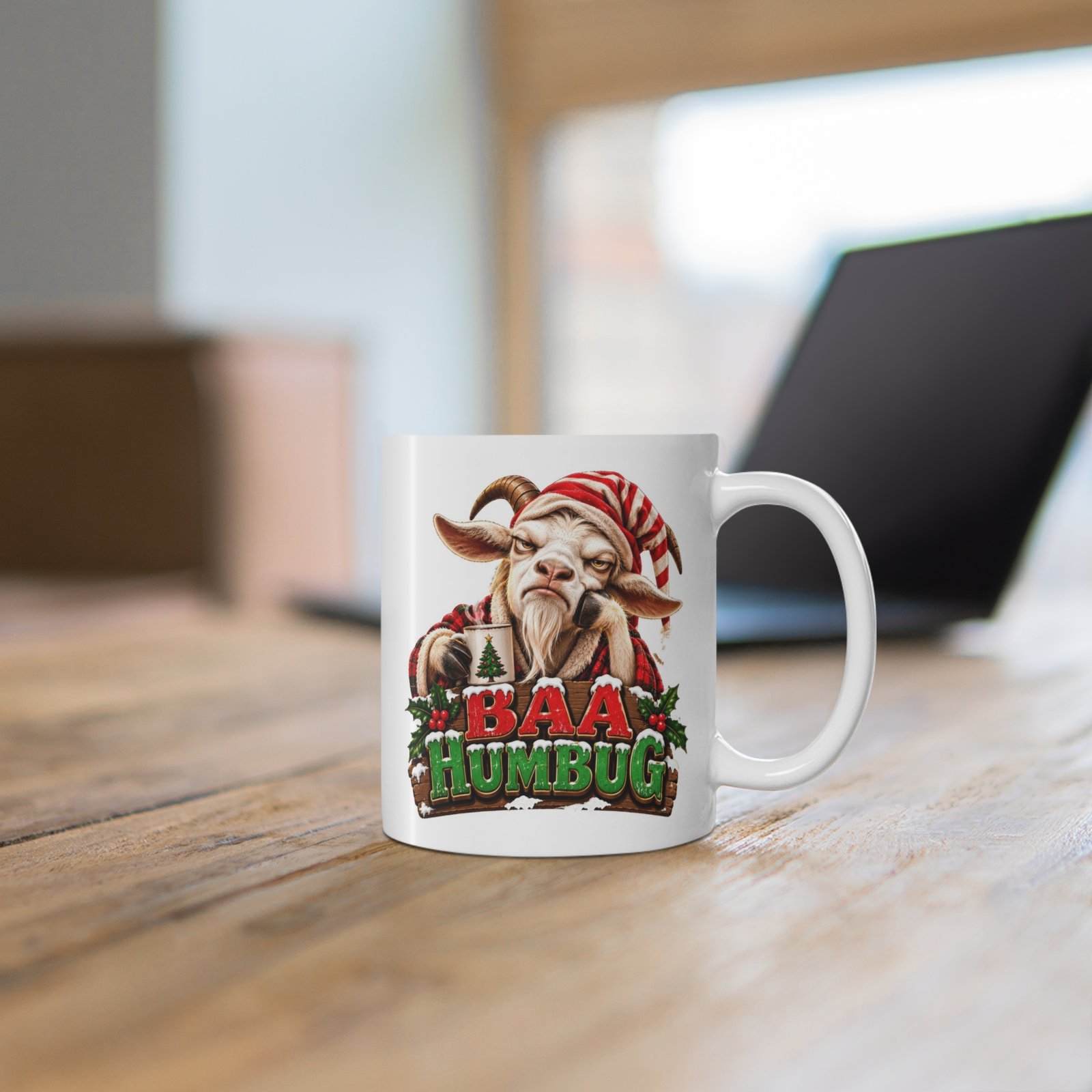Baa Humbug Mug, Grumpy Goat Christmas Mug, Goat Lover Gift, Xmas Coffee Mug, Secret Santa Gift 11oz - Image 6