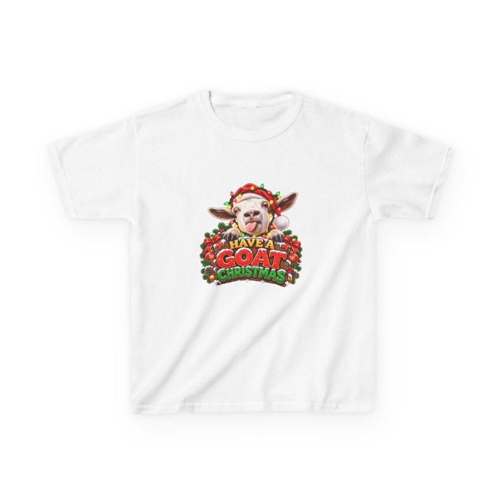 Kids Have A Goat Christmas T-Shirt, Cheeky Goat Christmas Shirt, Kids Xmas Tee, Goat Lover Gift, Childrens Christmas Top