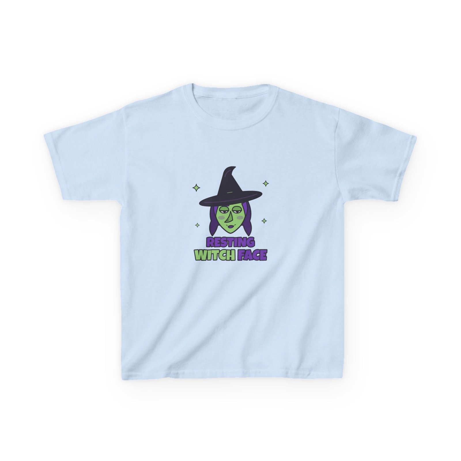 Kids Resting Witch Face T-Shirt, Funny Witch Halloween Shirt, Girls Halloween Tee, Green Witch Top, Spooky Season - Image 3