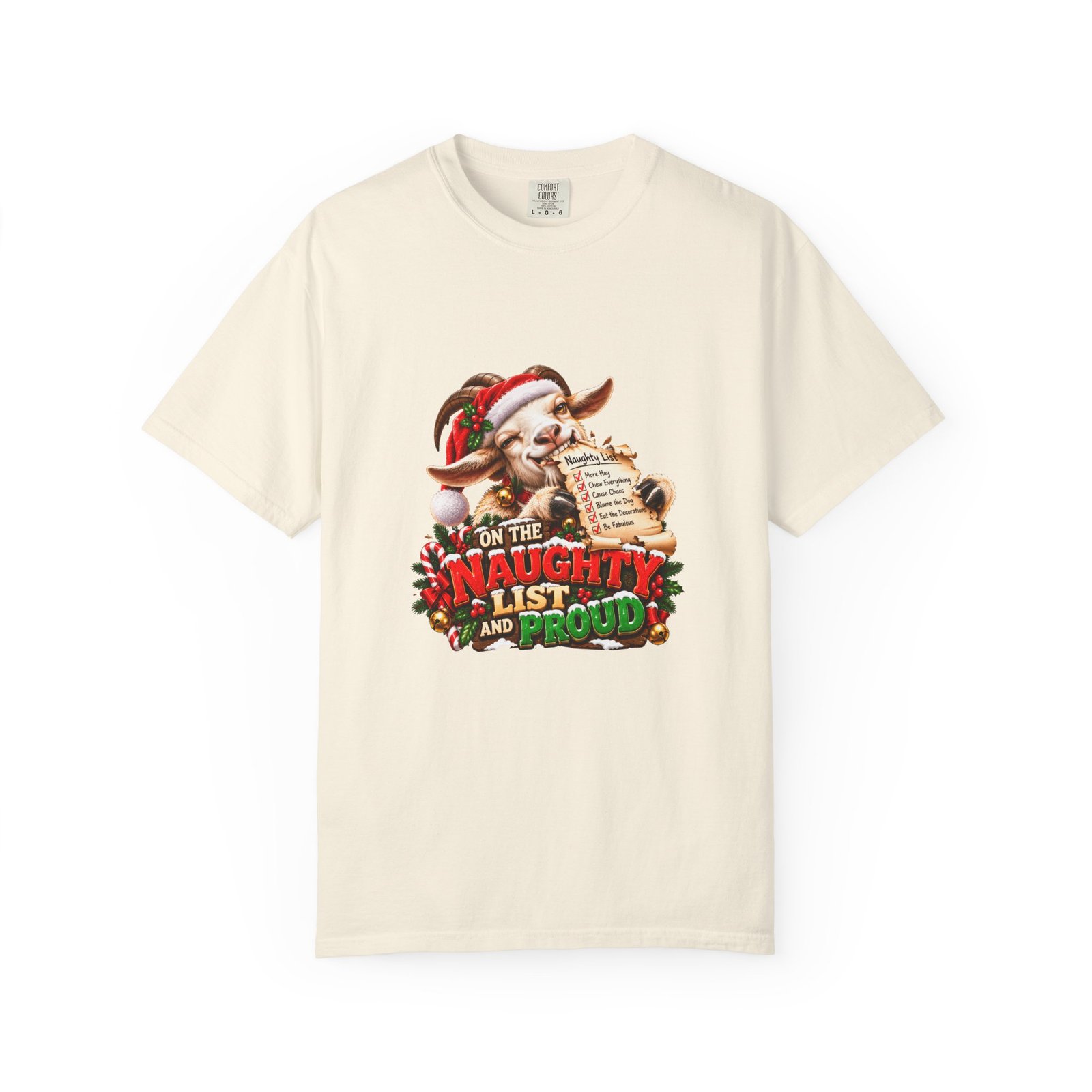 On The Naughty List And Proud T-Shirt, Funny Goat Christmas Shirt, Goat Lover Gift, Xmas Tee, Christmas Jumper Alternative - Image 5