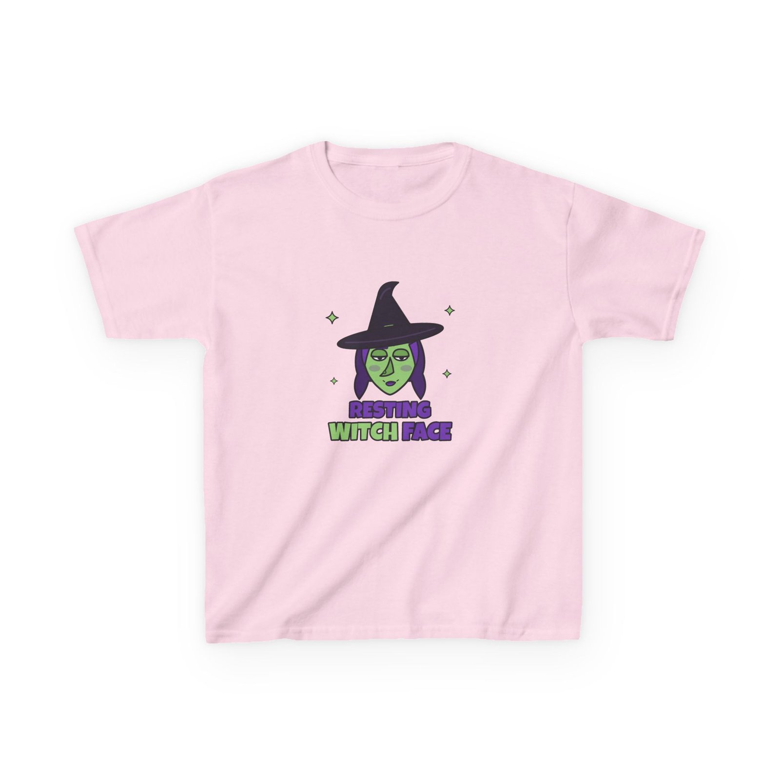 Kids Resting Witch Face T-Shirt, Funny Witch Halloween Shirt, Girls Halloween Tee, Green Witch Top, Spooky Season - Image 4