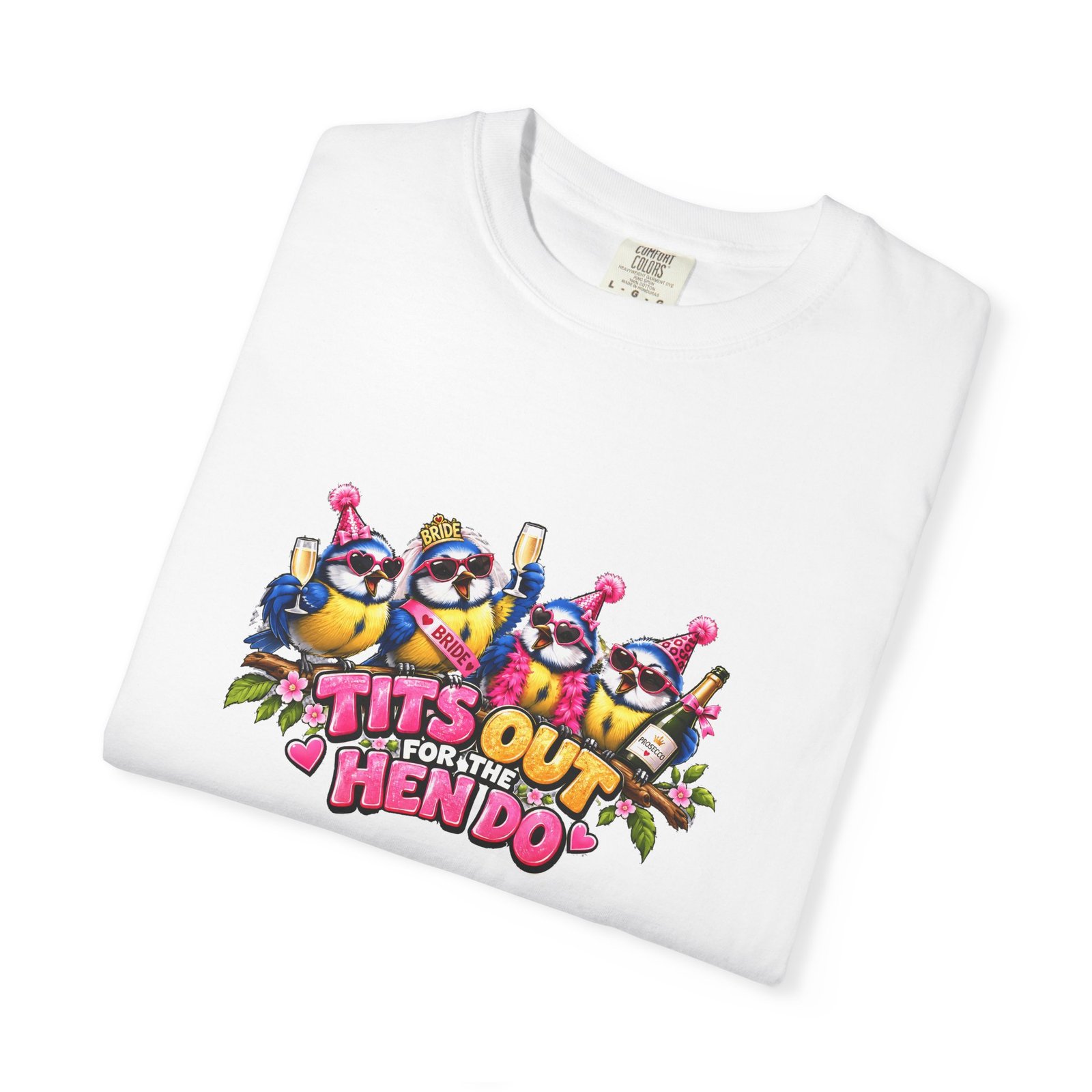 Tits Out For The Hen Do T-Shirt, Funny Blue Tit Hen Party Shirt, Cheeky Bird Pun Tee, Rude Hen Weekend Top - Image 3