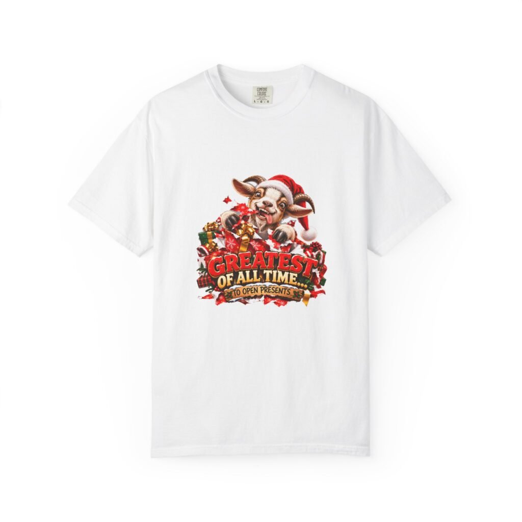 GOAT Greatest Of All Time To Open Presents T-Shirt, Funny Goat Christmas Shirt, Goat Lover Gift, Xmas Tee, Christmas Jumper Alternative
