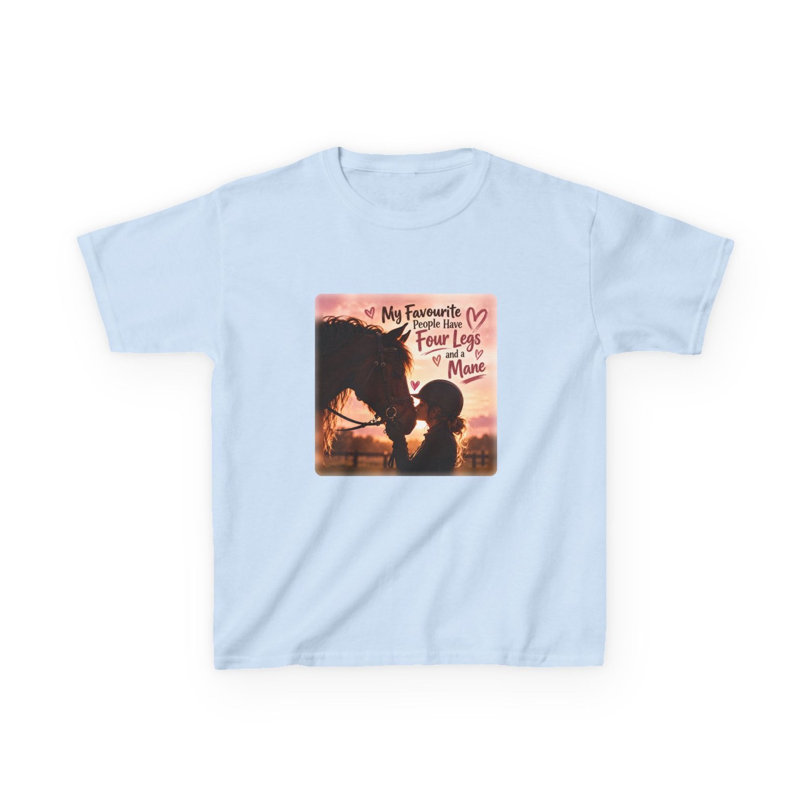 Kids My Favourite People Have Four Legs and a Mane T-Shirt, Pony Club Gift, Horse Girl Tee, Children's Equestrian Top - Image 3