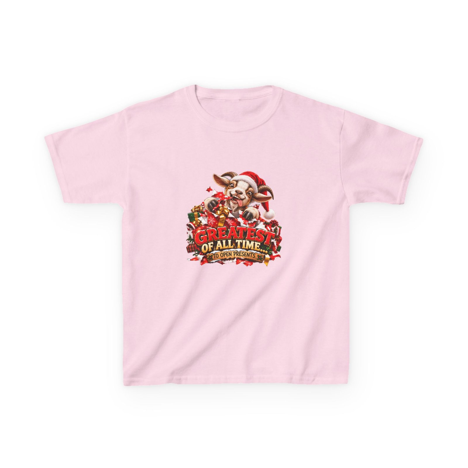 Kids GOAT Greatest Of All Time To Open Presents T-Shirt, Funny Goat Christmas Shirt, Kids Xmas Tee, Goat Lover Gift, Childrens Christmas Top - Image 4