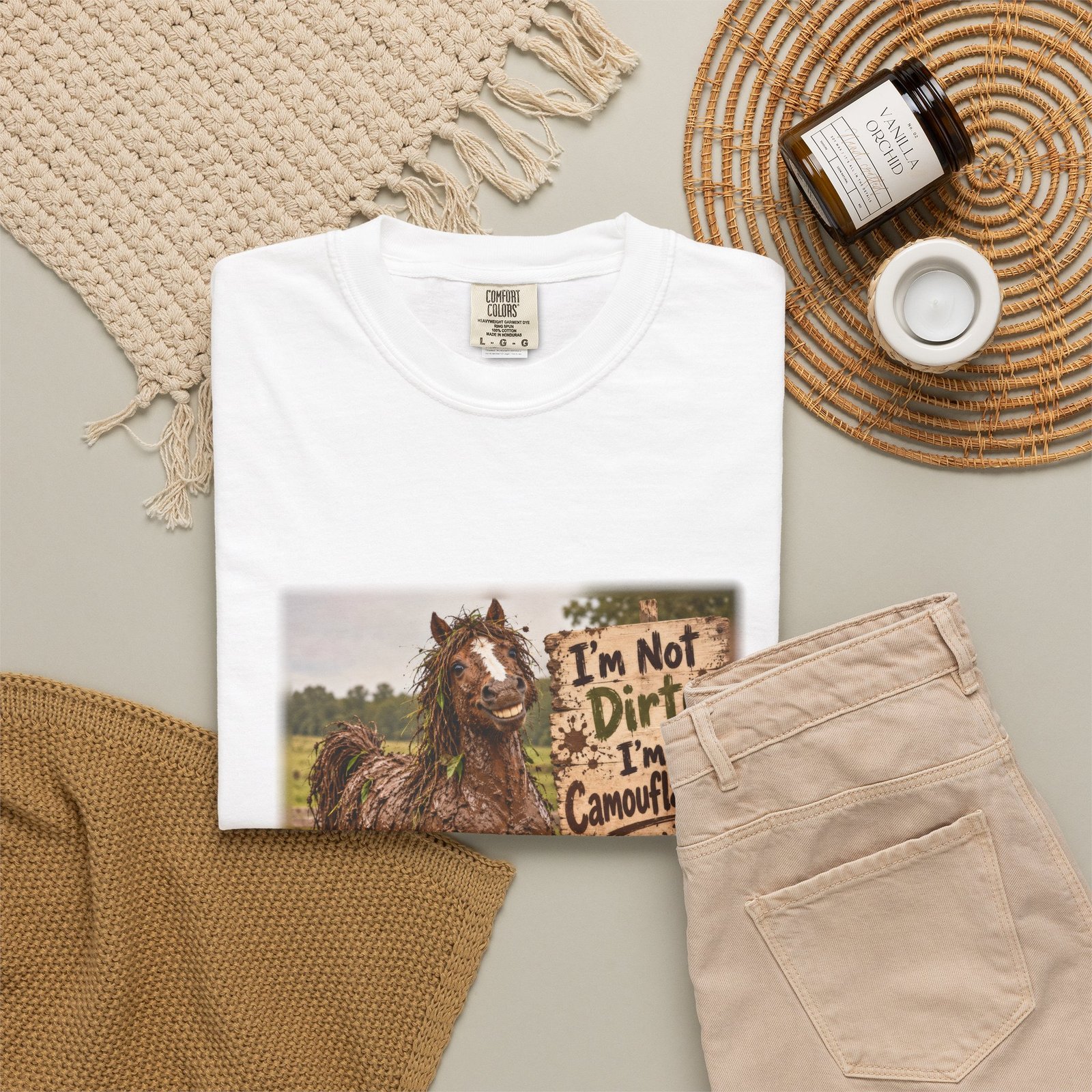 Funny Muddy Horse T-Shirt, I'm Not Dirty I'm Camouflaged, Equestrian Gift, Horse Lover Shirt, Pony Mum Tee, Horse Girl Gift - Image 4