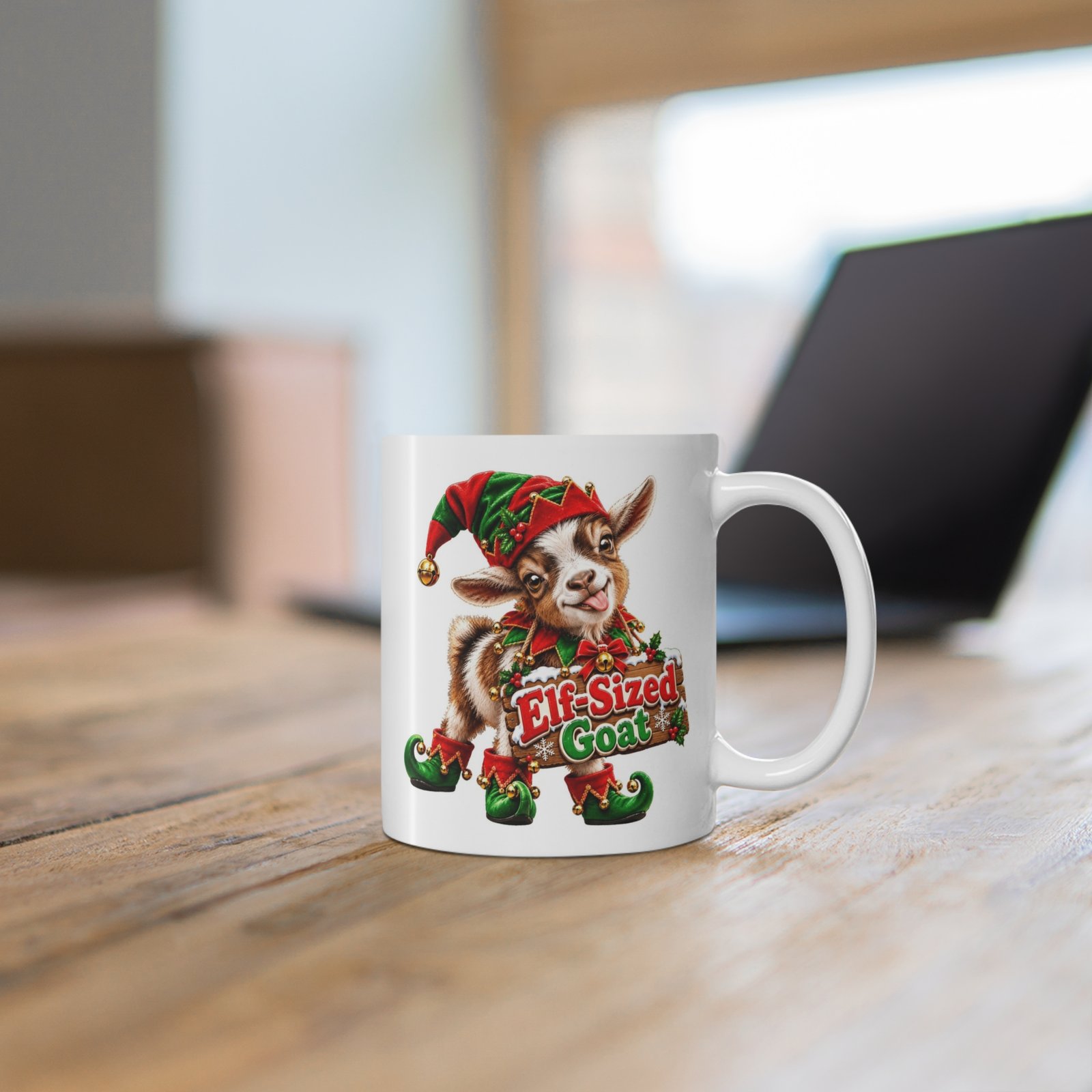 Elf-Sized Goat Mug, Cute Baby Goat Christmas Mug, Goat Lover Gift, Xmas Coffee Mug, Secret Santa Gift 11oz - Image 6