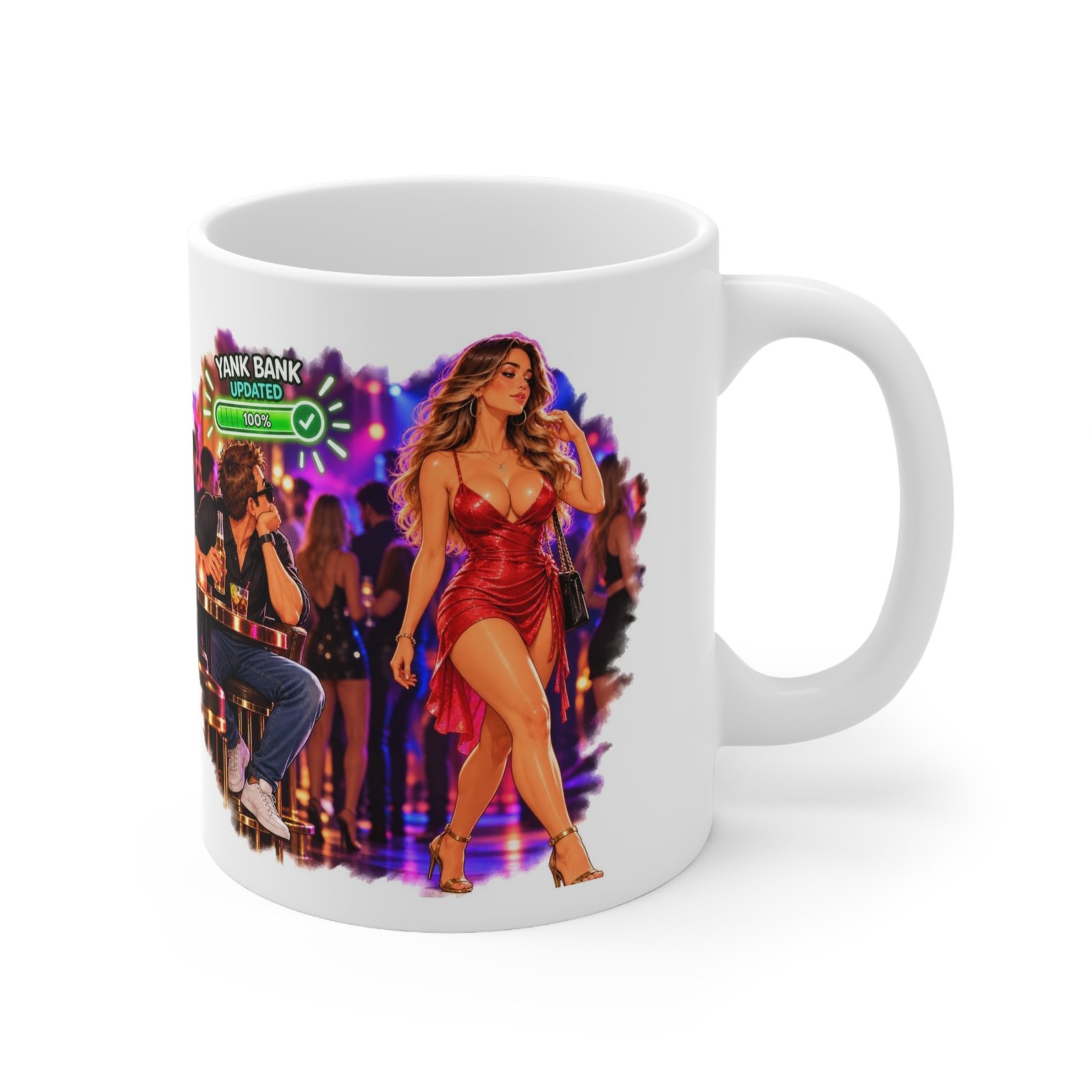 Yank Bank Updated Mug, Funny Rude Night Club Coffee Mug, Cheeky Adult Humour Gift, Gag Gift For Him 11oz - Image 3