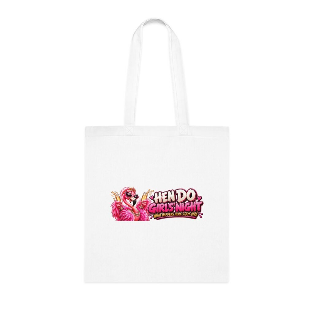 Hen Do Girls Night Tote Bag, Hen Party Bags, Bridesmaid Gift, What Happens Here Stays Here, Flamingo Hen Do Bag