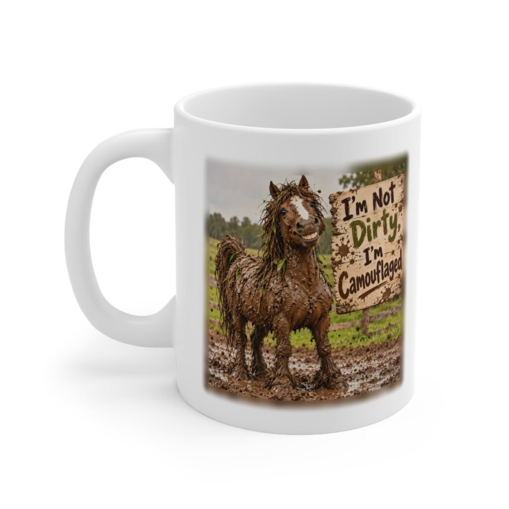 Funny Muddy Horse Mug, I'm Not Dirty I'm Camouflaged, Equestrian Gift, Horse Lover Coffee Mug, Pony Mum Gift, Horse Girl Mug 11oz