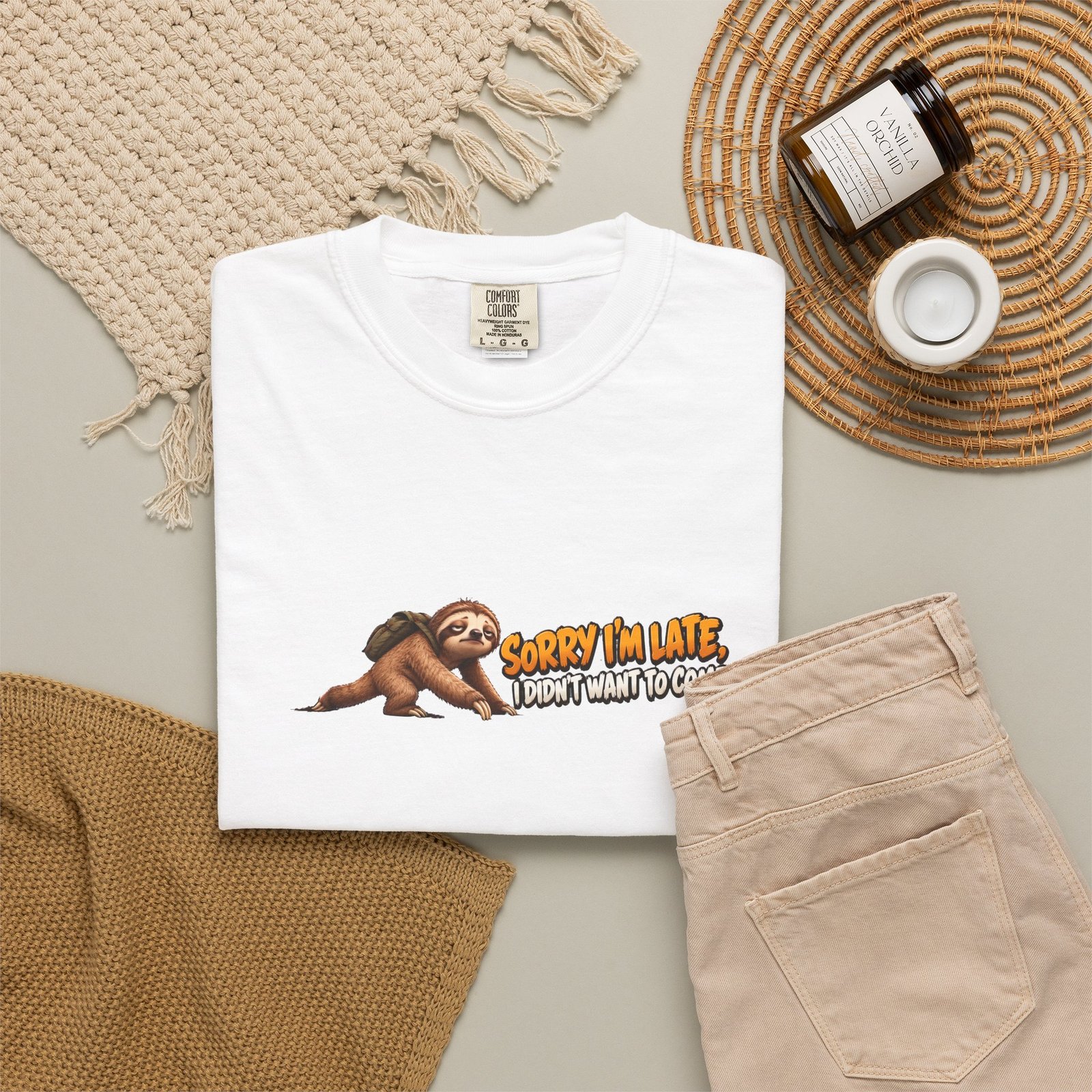 Sorry I'm Late I Didn't Want to Come T-Shirt, Funny Sloth Shirt, Sarcastic Introvert Tee, Lazy Sloth Gift - Image 4