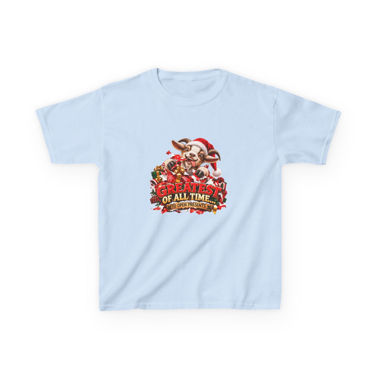 Kids GOAT Greatest Of All Time To Open Presents T-Shirt, Funny Goat Christmas Shirt, Kids Xmas Tee, Goat Lover Gift, Childrens Christmas Top - Image 3
