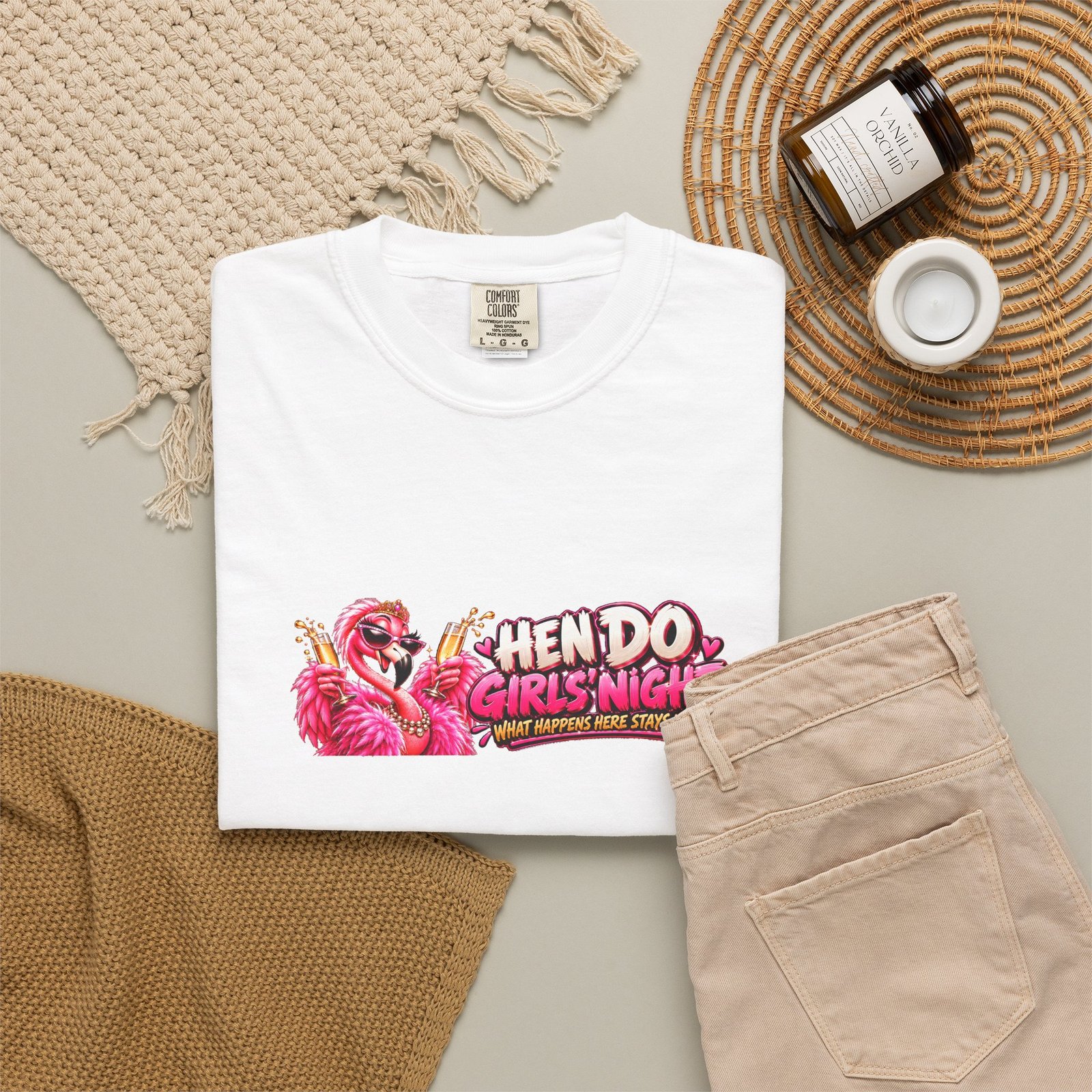 Hen Do T-Shirt, Hen Party Shirt, Girls Night Tee, What Happens Here Stays Here, Bride Squad Top, Flamingo Hen Party Gift - Image 4