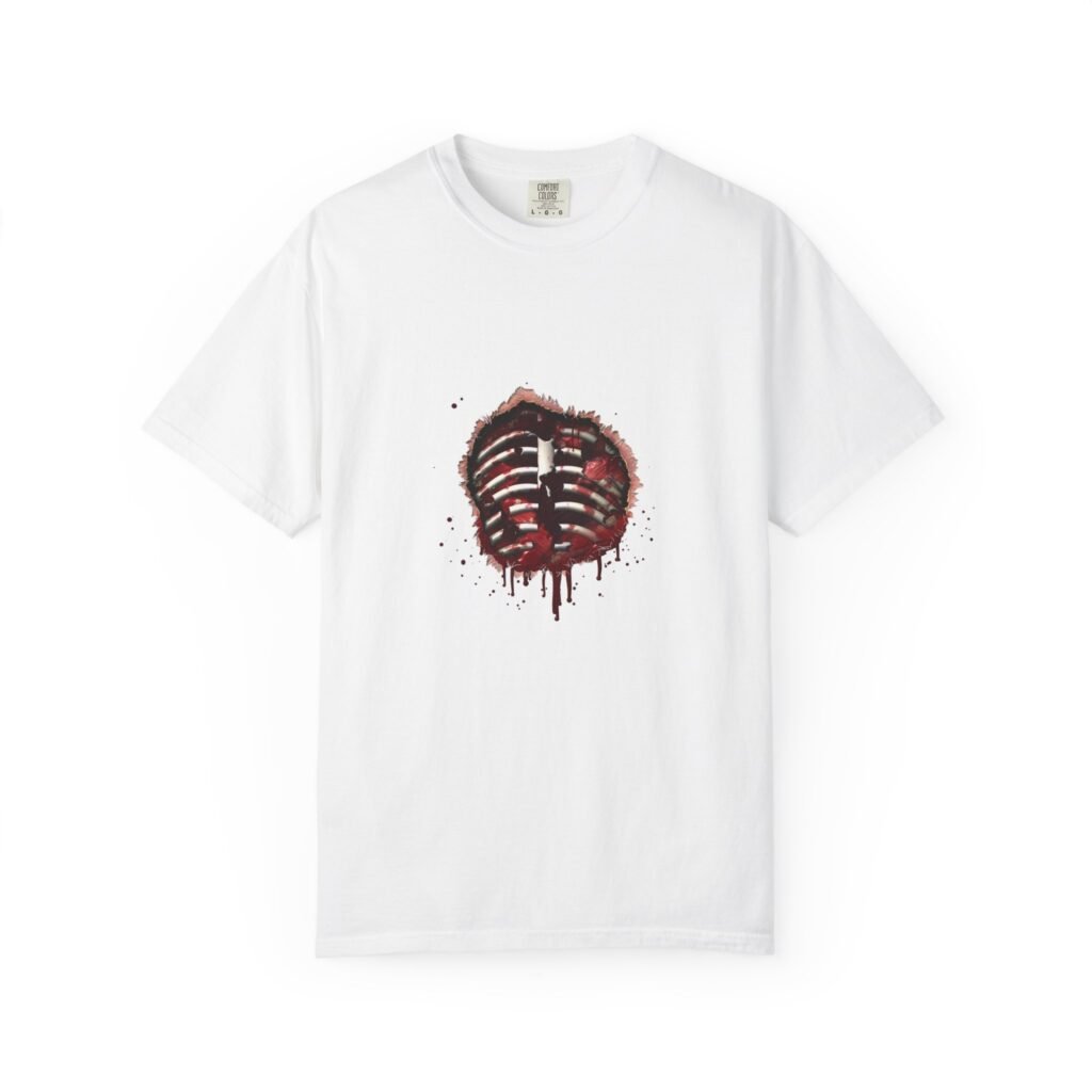Torn Skin Ribcage T-Shirt, Gory Skeleton Halloween Costume Shirt, Bloody Ribs Tee, Easy Halloween Costume, Horror Shirt