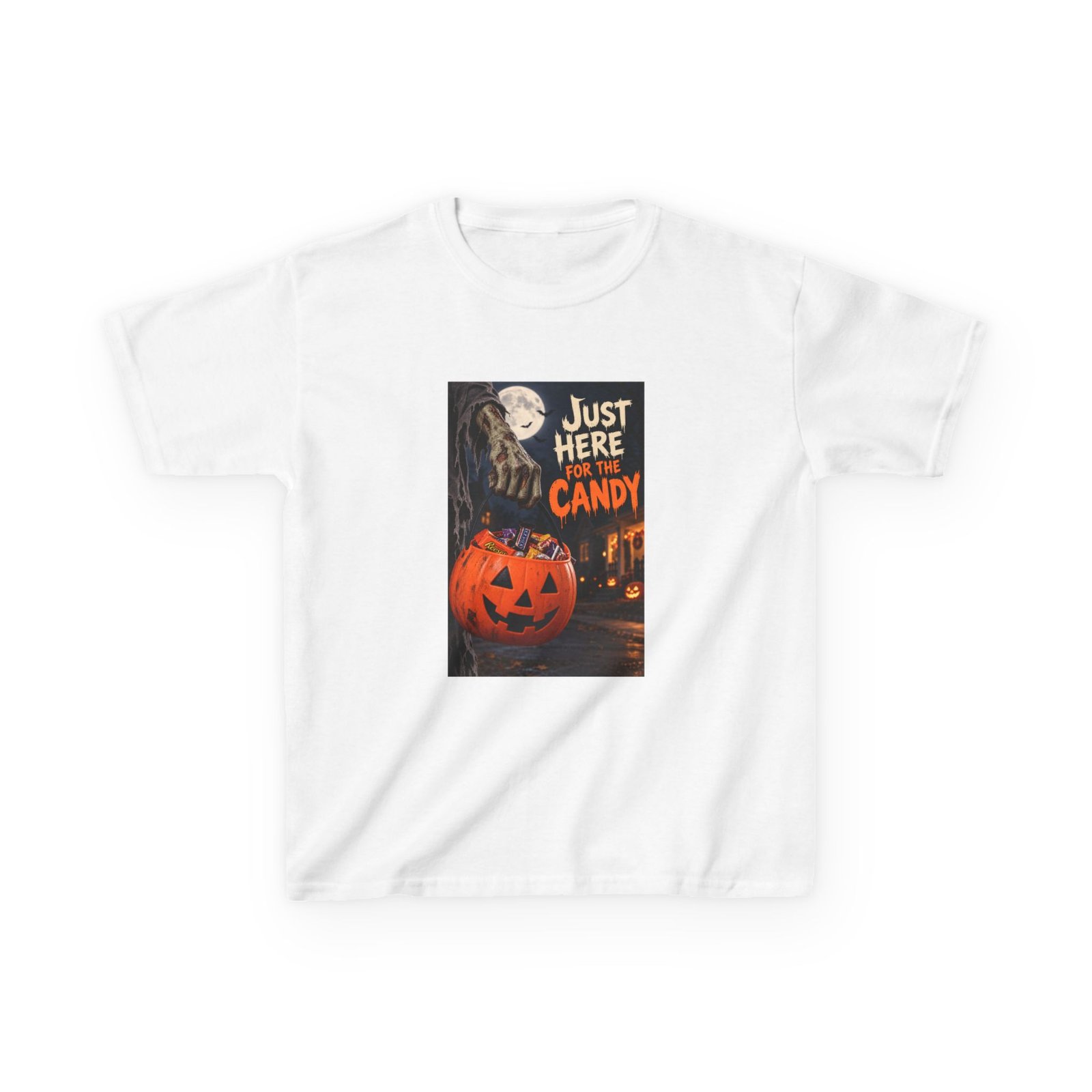 Kids Just Here for the Candy T-Shirt, Trick or Treat Shirt, Kids Halloween Tee, Pumpkin Candy Bucket Top, Spooky Season