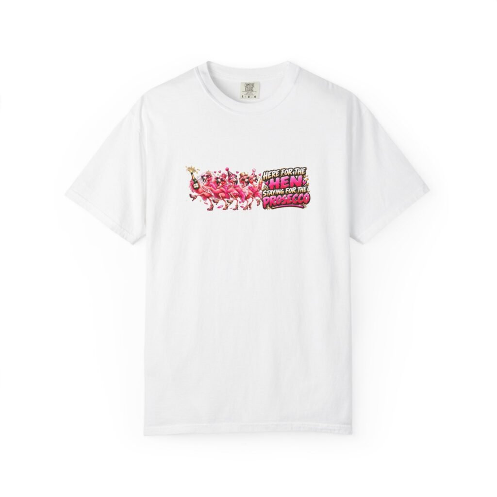 Here For The Hen Staying For The Prosecco T-Shirt, Hen Party Group Shirts, Hen Do Tee, Flamingo Bridesmaid Top