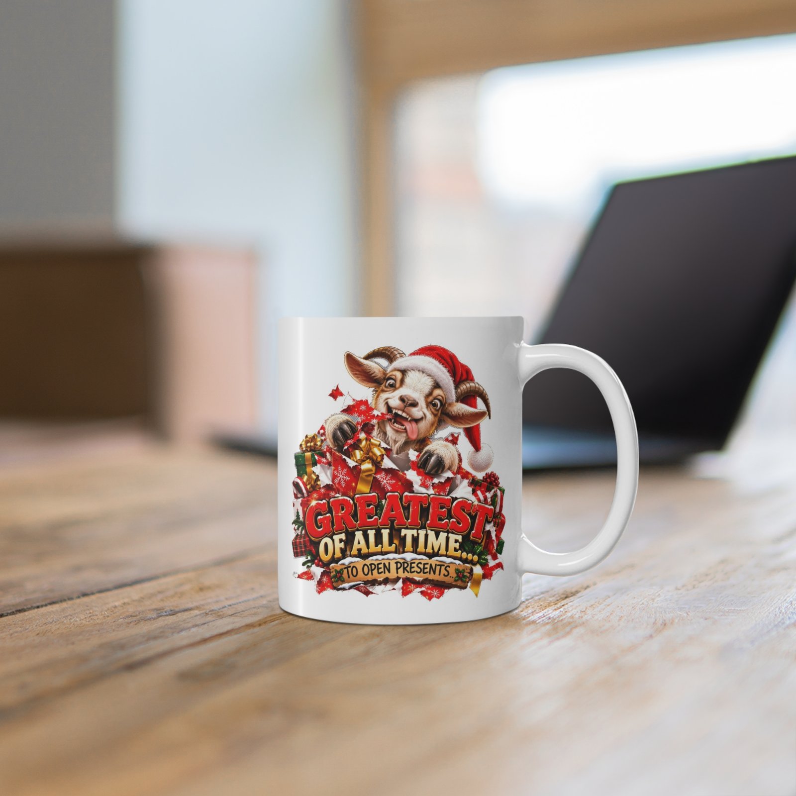 GOAT Greatest Of All Time To Open Presents Mug, Funny Goat Christmas Mug, Goat Lover Gift, Xmas Coffee Mug, Secret Santa Gift 11oz - Image 6