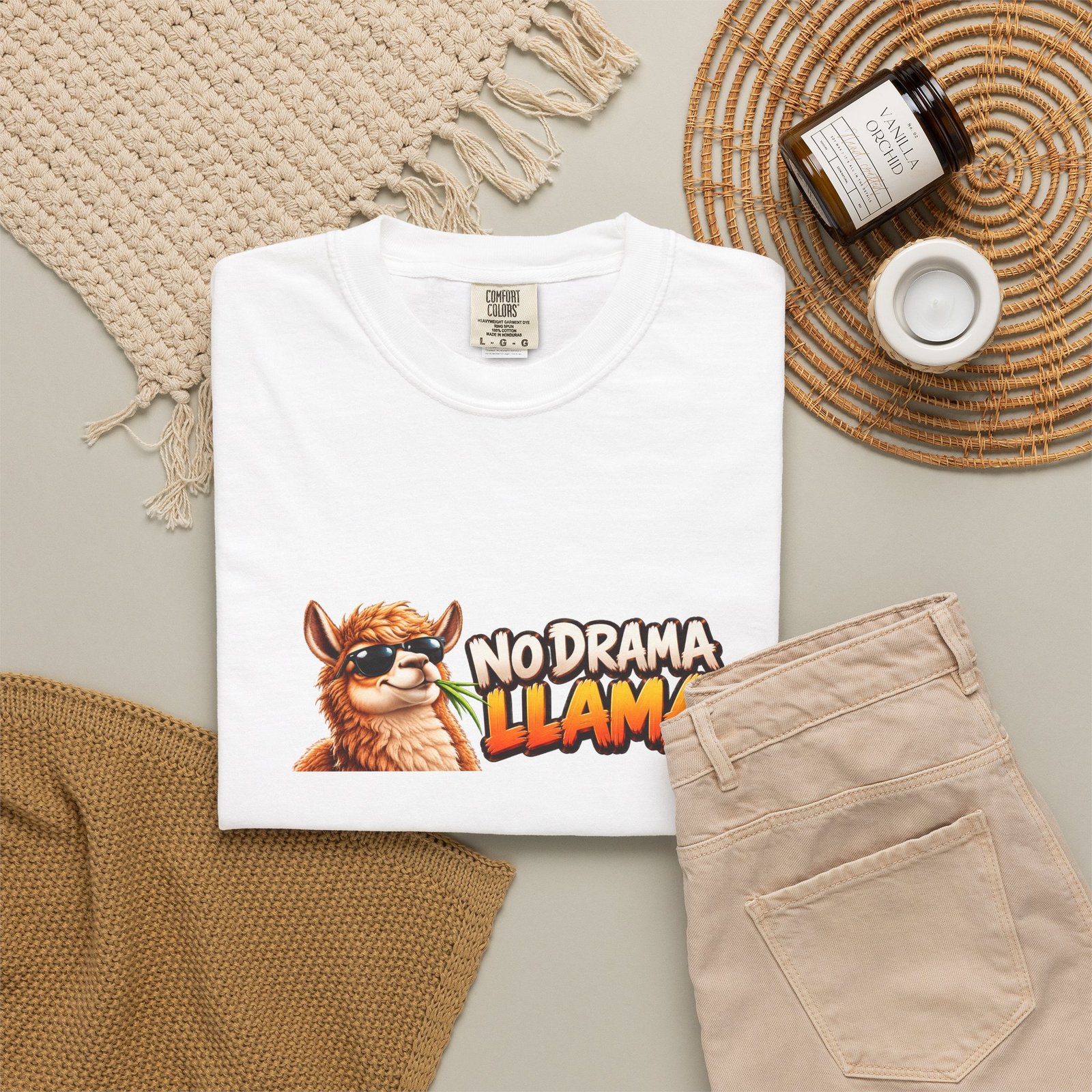No Drama Llama T-Shirt, Funny Llama Shirt, Chill Llama Tee, Llama Lover Gift, Cool Sunglasses Llama Top - Image 4