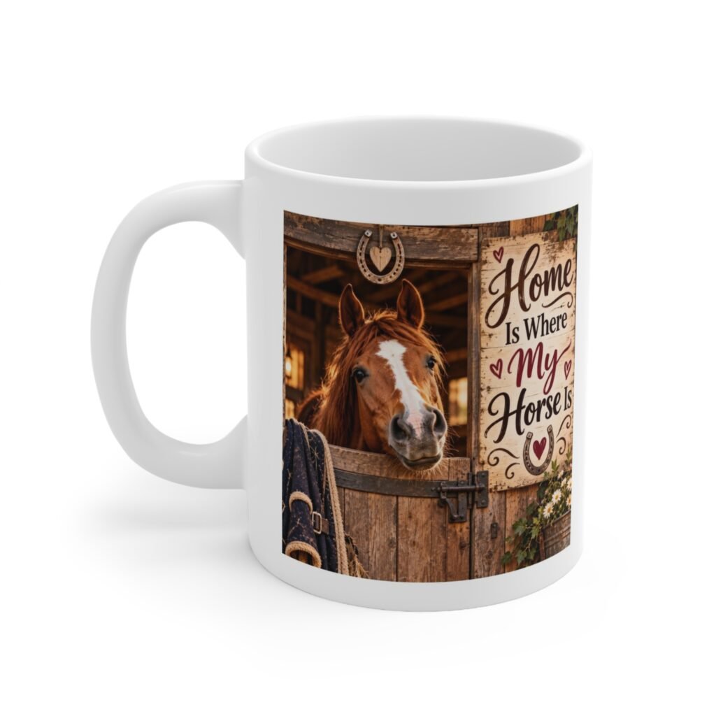 Home Is Where My Horse Is Mug, Horse Lover Gift, Equestrian Coffee Mug, Stable Mug, Pony Mum Gift, Horse Girl Mug 11oz