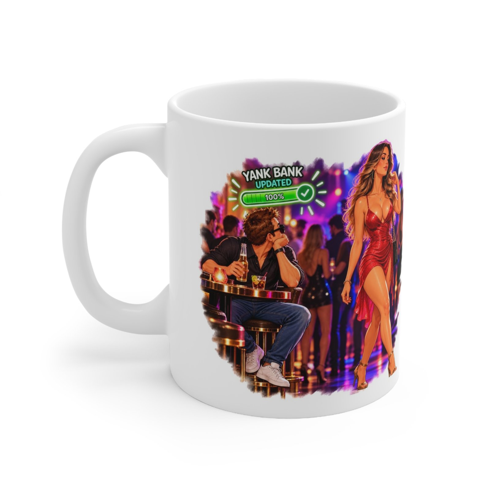 Yank Bank Updated Mug, Funny Rude Night Club Coffee Mug, Cheeky Adult Humour Gift, Gag Gift For Him 11oz