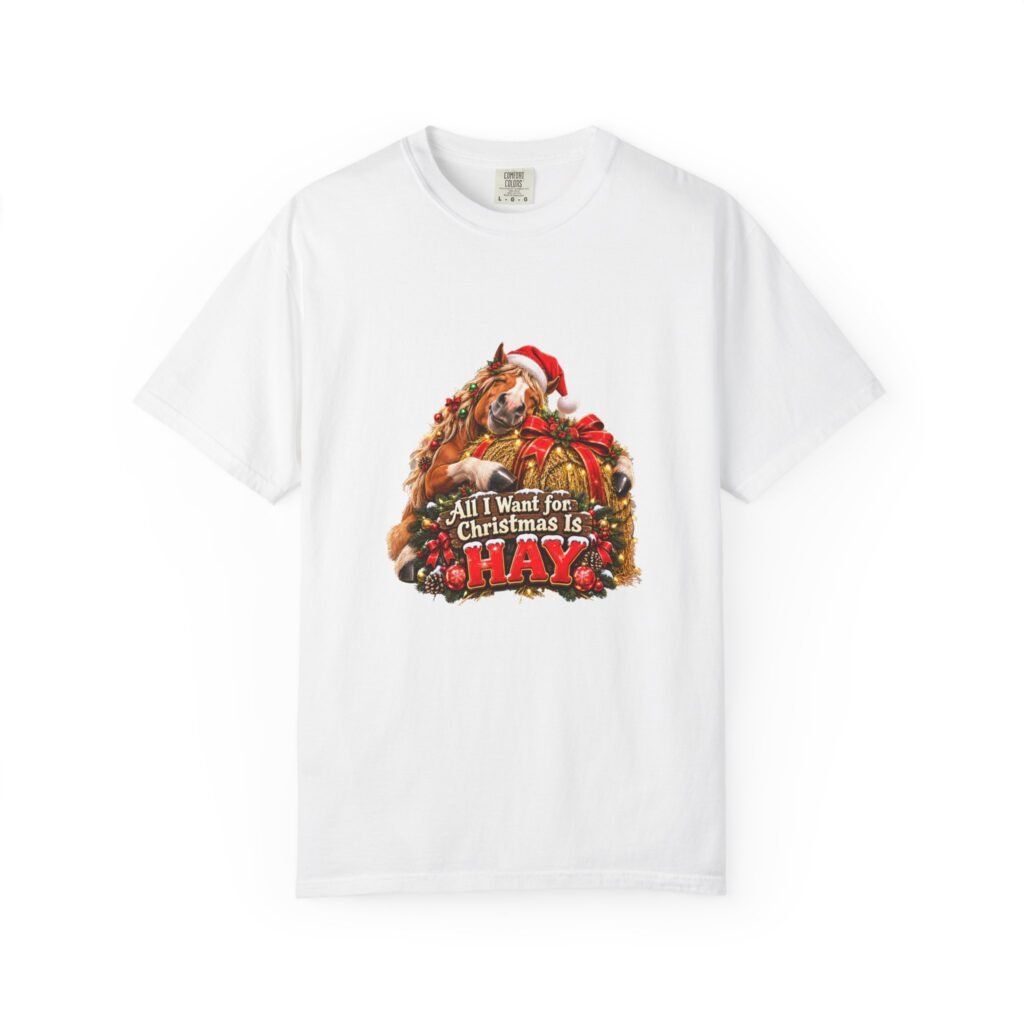 All I Want for Christmas Is Hay T-Shirt, Funny Horse Christmas Shirt, Horse Lover Gift, Xmas Tee, Christmas Jumper Alternative