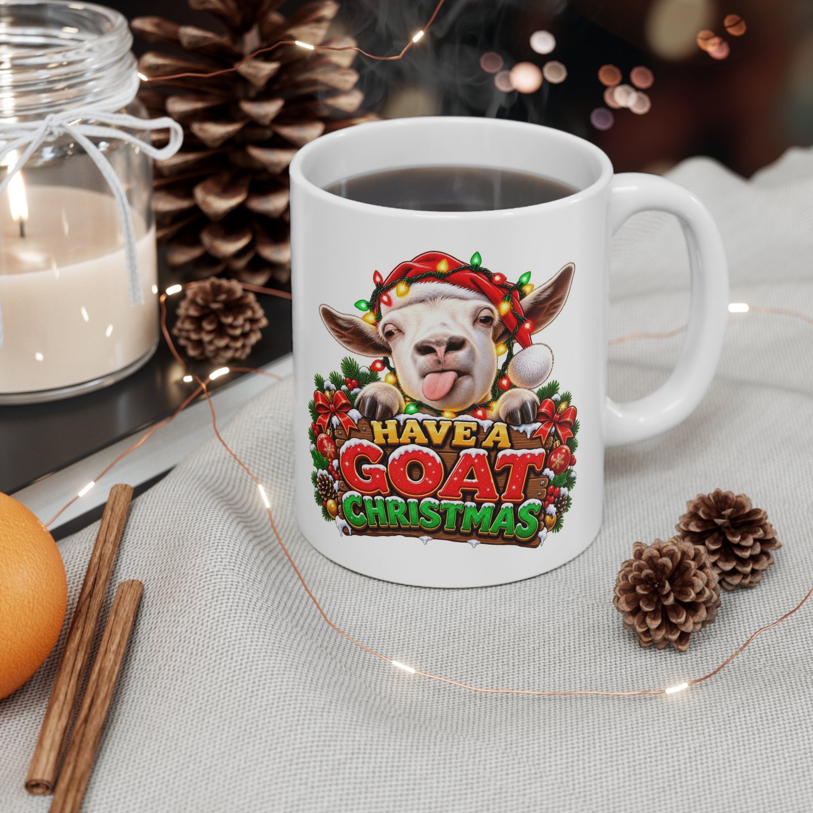 Have A Goat Christmas Mug, Cheeky Goat Christmas Mug, Goat Lover Gift, Xmas Coffee Mug, Secret Santa Gift 11oz - Image 4