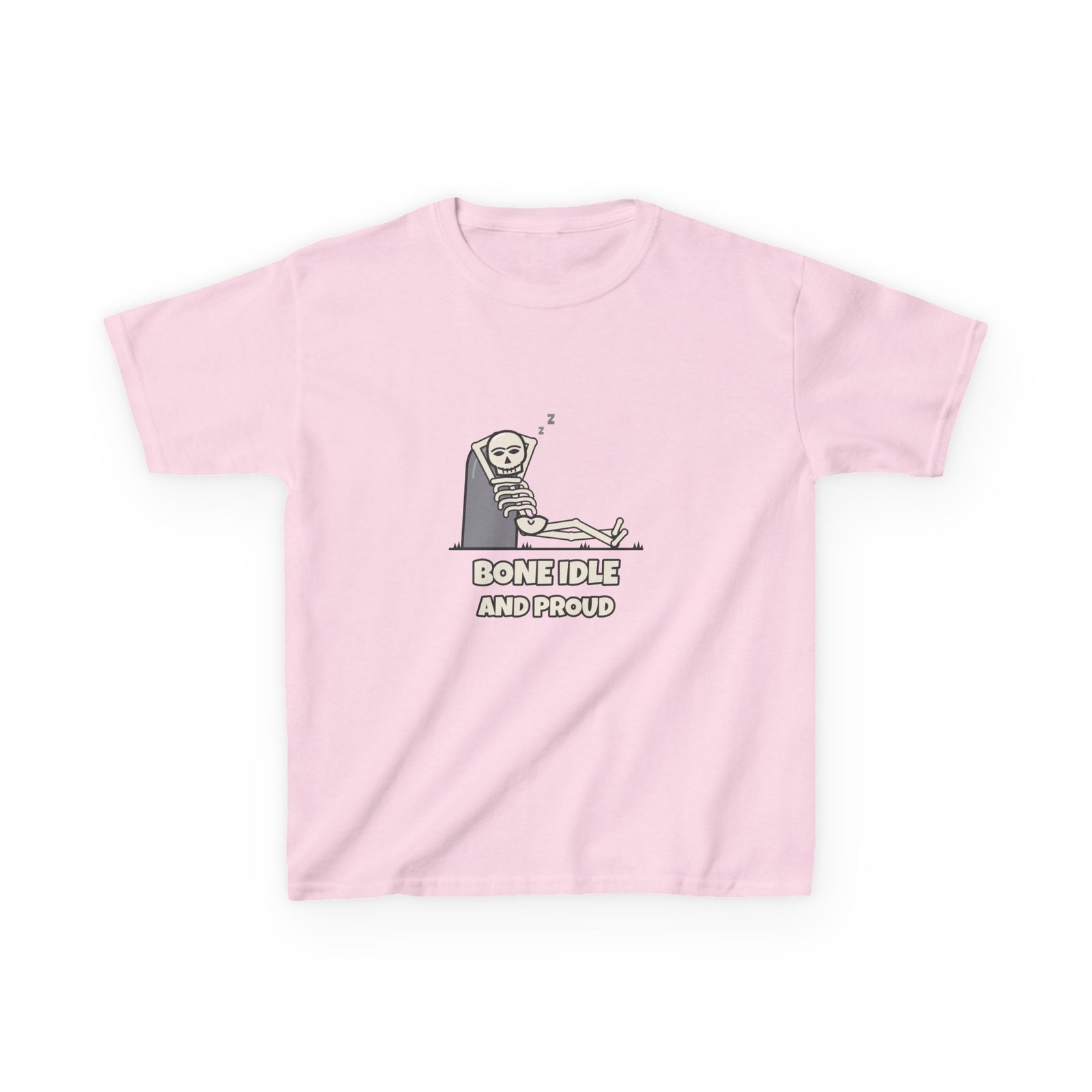 Kids Bone Idle and Proud T-Shirt, Funny Skeleton Halloween Shirt, Kids Halloween Tee, Lazy Skeleton Top, Spooky Season - Image 4