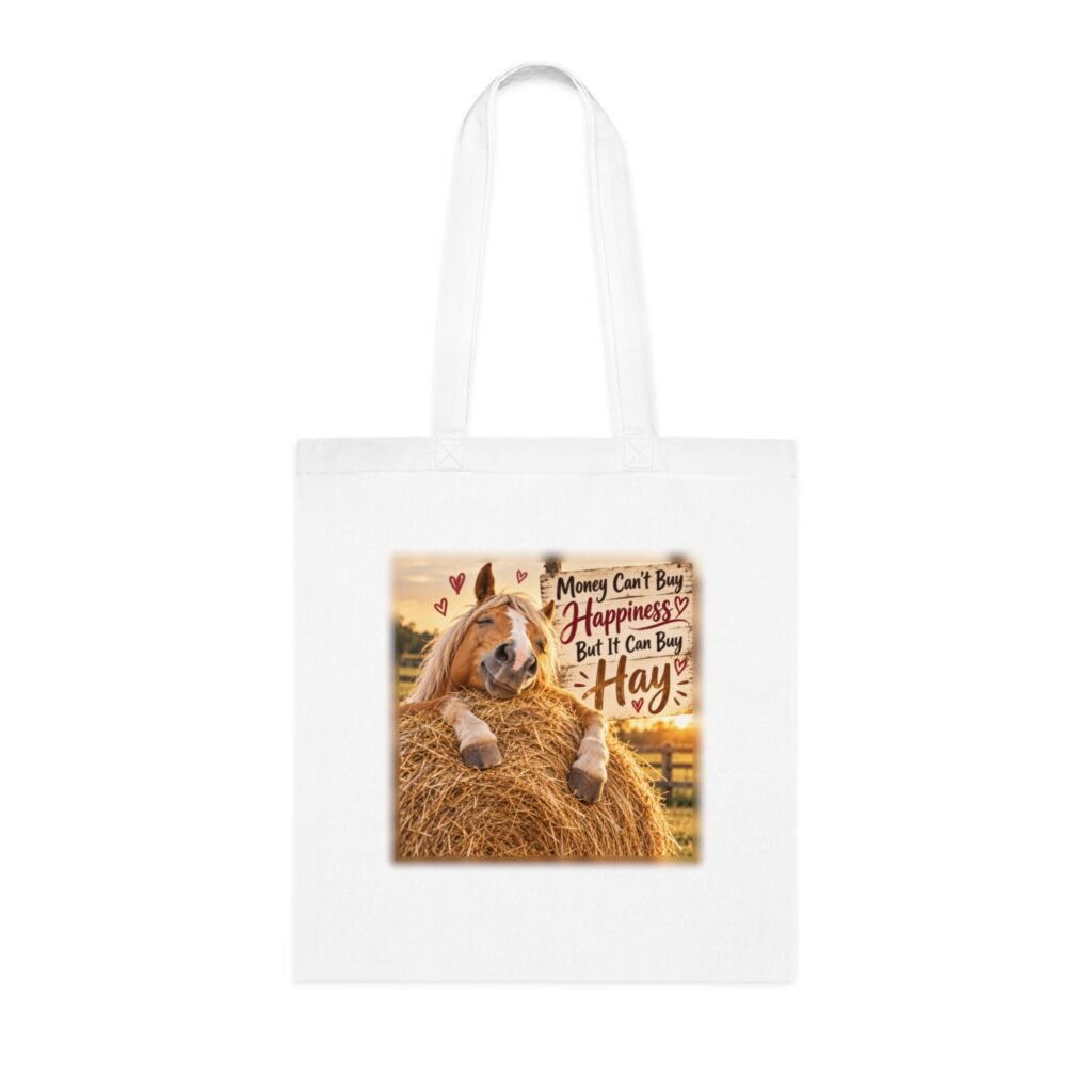 Money Can't Buy Happiness But It Can Buy Hay Tote Bag, Funny Horse Bag, Equestrian Gift, Yard Bag, Pony Mum Gift