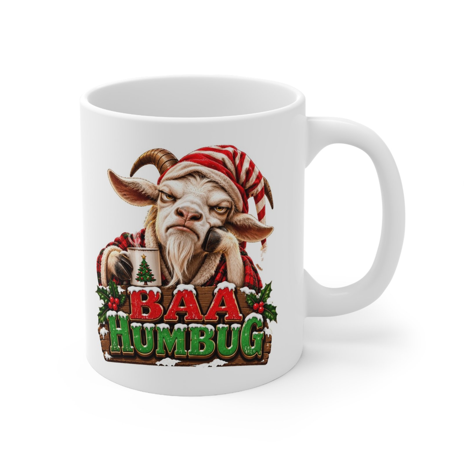 Baa Humbug Mug, Grumpy Goat Christmas Mug, Goat Lover Gift, Xmas Coffee Mug, Secret Santa Gift 11oz - Image 3