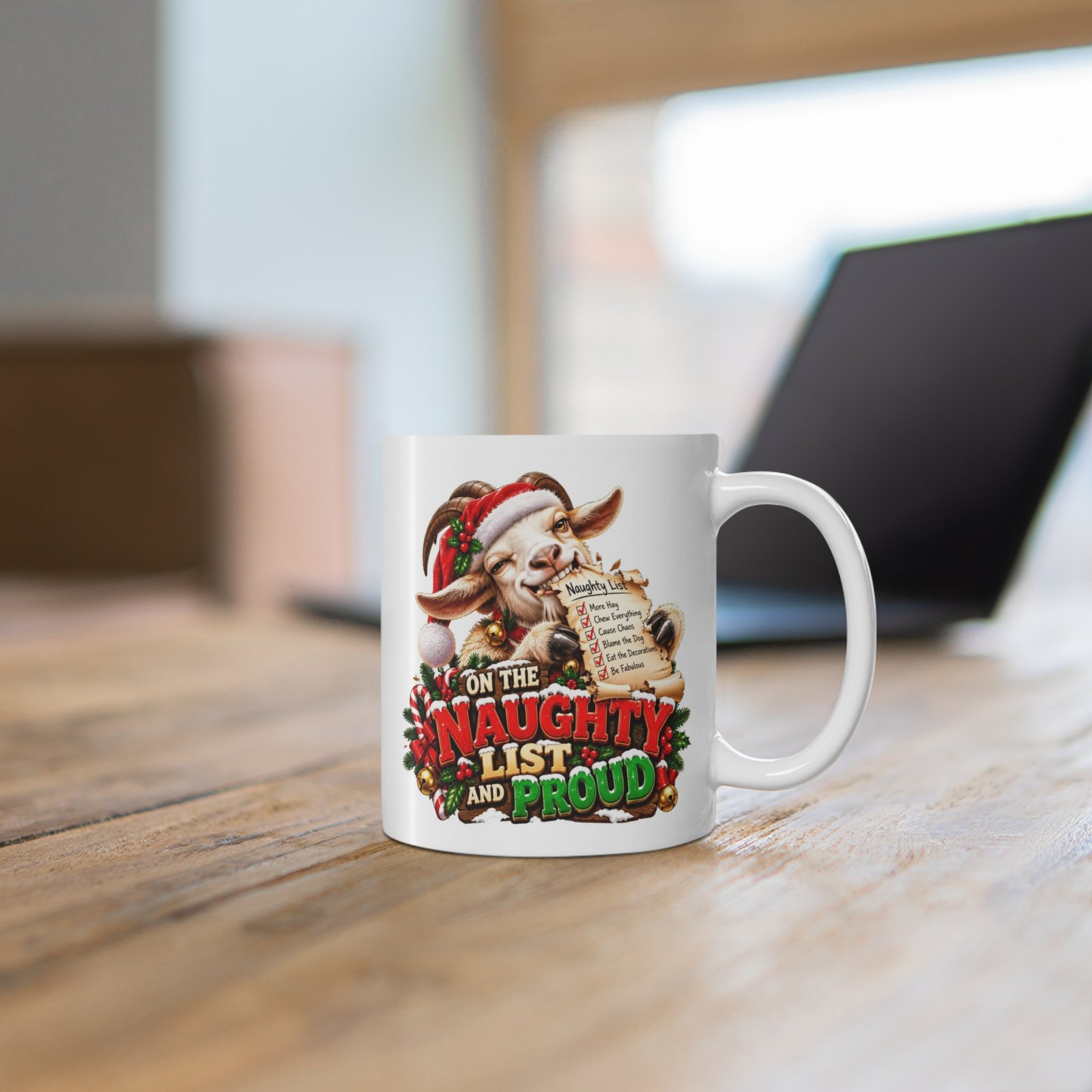 On The Naughty List And Proud Mug, Funny Goat Christmas Mug, Goat Lover Gift, Xmas Coffee Mug, Secret Santa Gift 11oz - Image 6