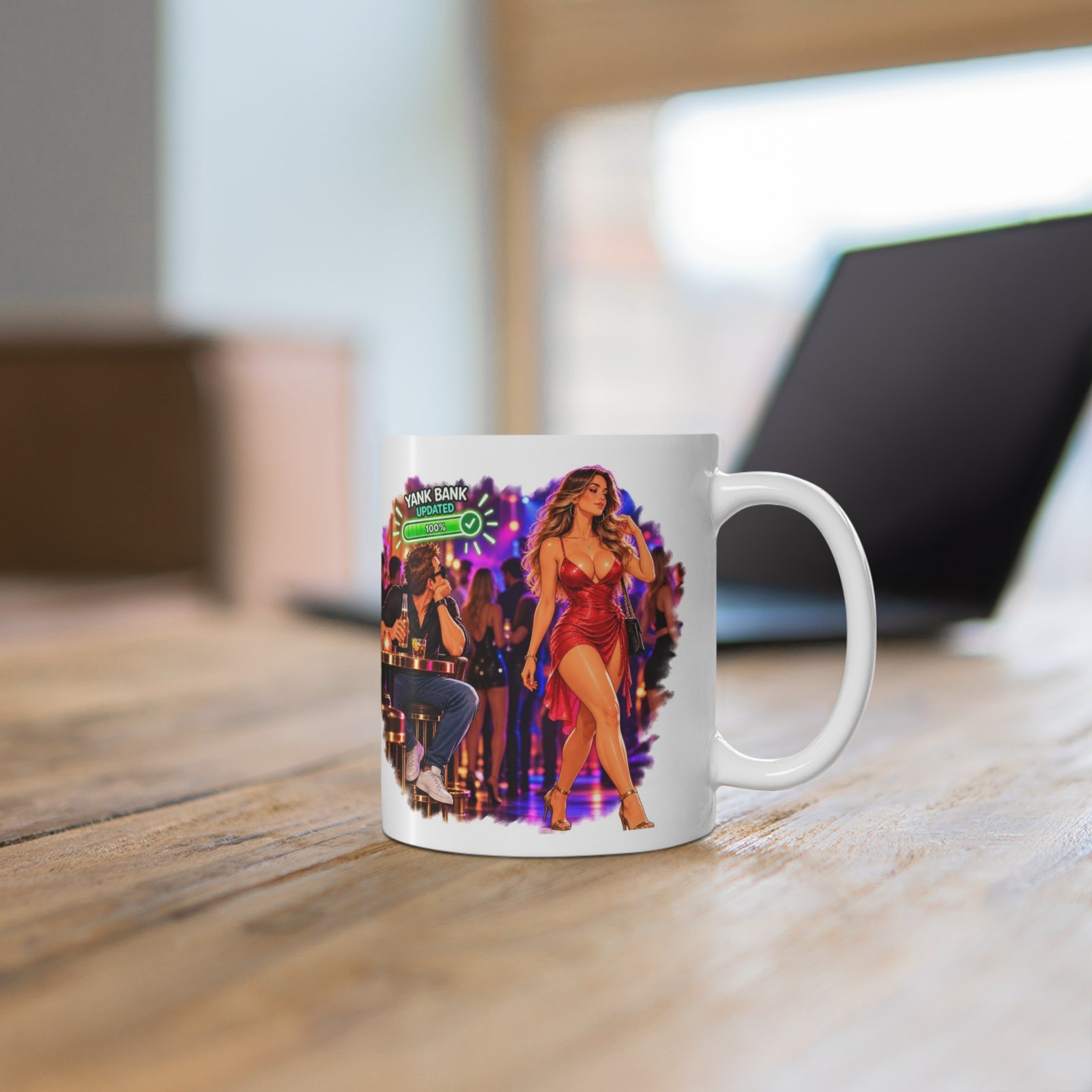 Yank Bank Updated Mug, Funny Rude Night Club Coffee Mug, Cheeky Adult Humour Gift, Gag Gift For Him 11oz - Image 6