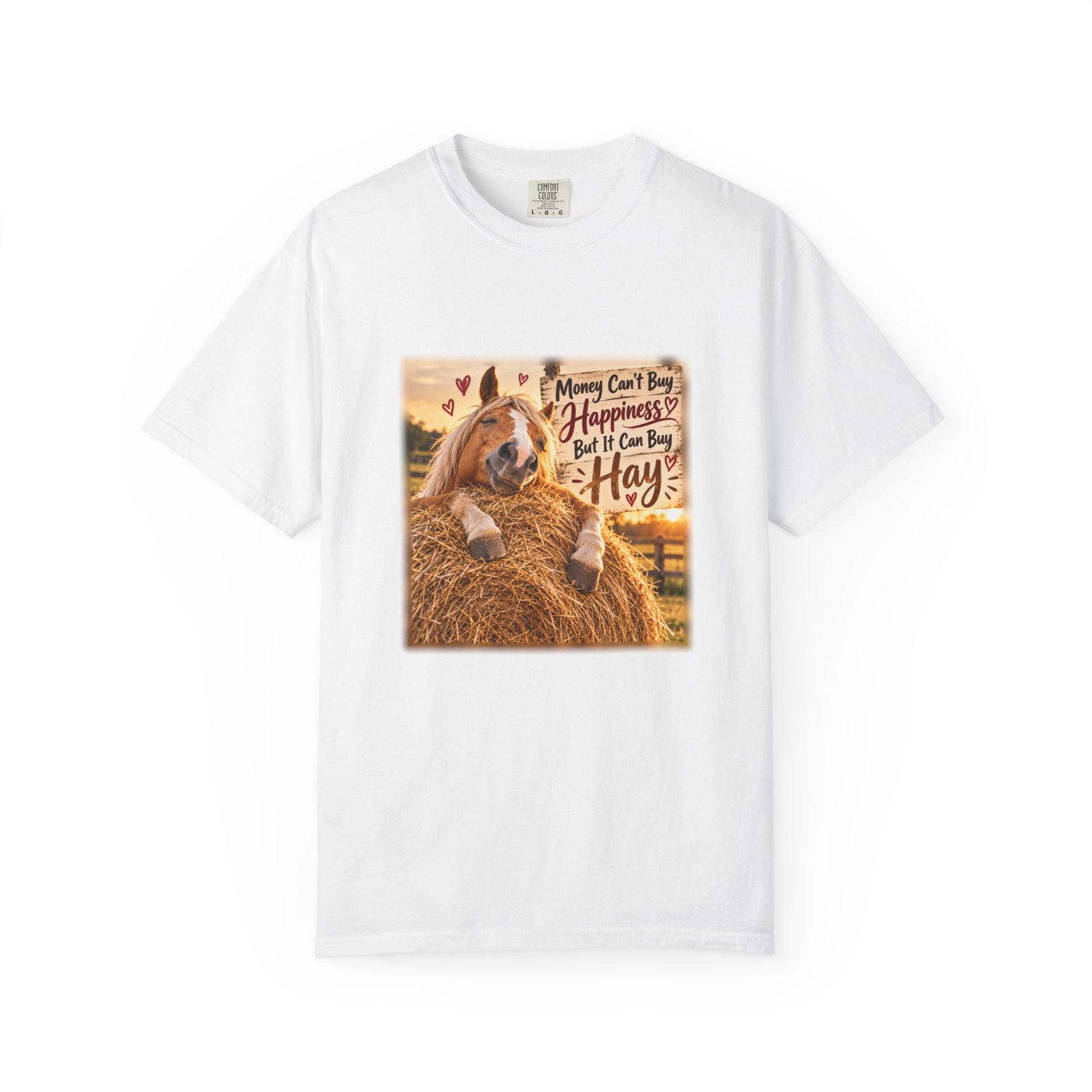 Money Can't Buy Happiness But It Can Buy Hay T-Shirt, Funny Horse Shirt, Equestrian Gift, Horse Lover Tee, Pony Mum Gift, Horse Girl Shirt