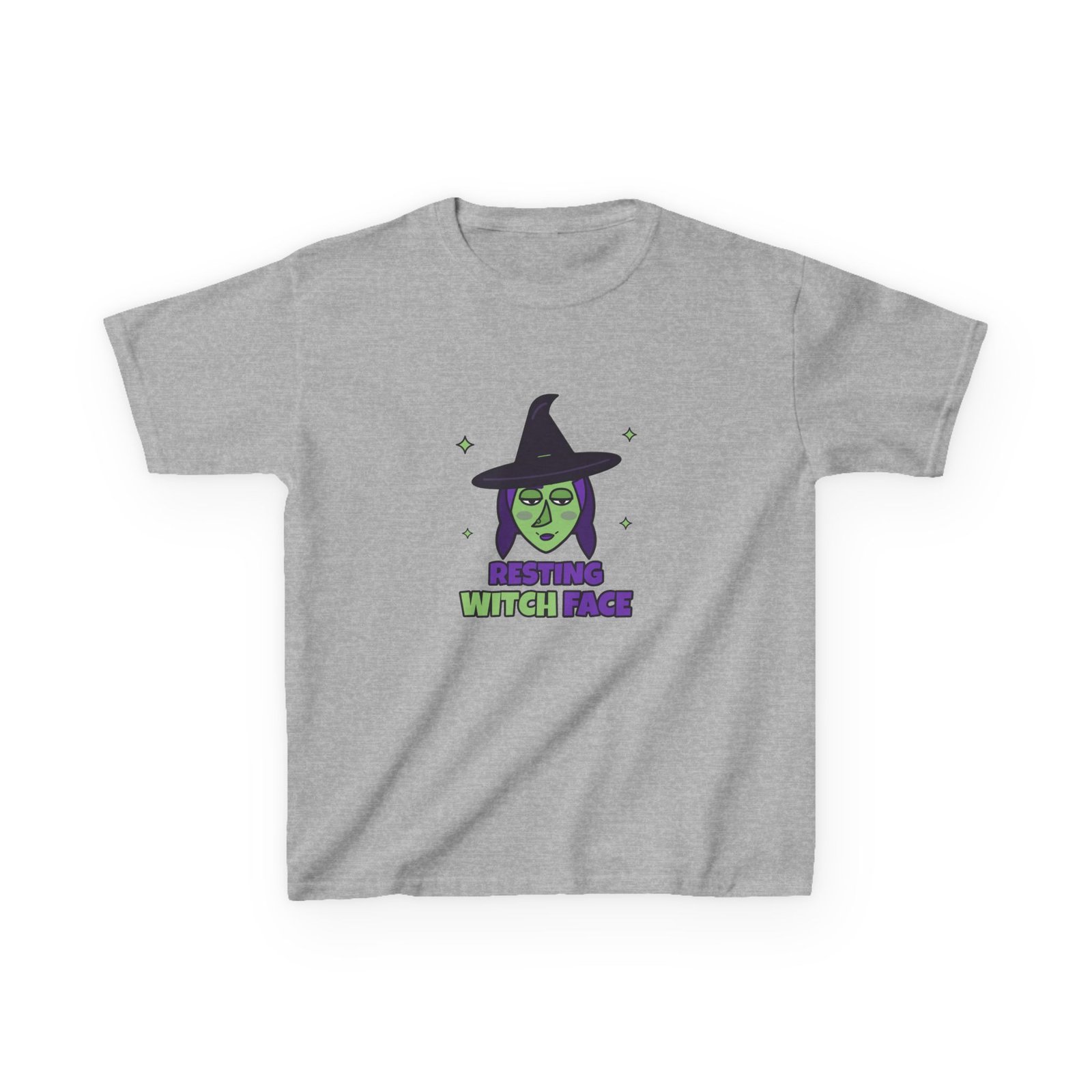 Kids Resting Witch Face T-Shirt, Funny Witch Halloween Shirt, Girls Halloween Tee, Green Witch Top, Spooky Season - Image 2