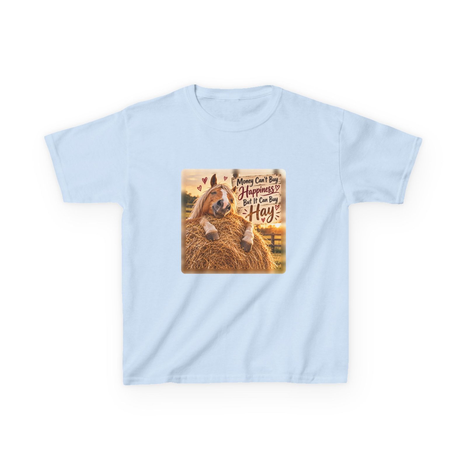 Kids Money Can't Buy Happiness But It Can Buy Hay T-Shirt, Funny Pony Club Gift, Horse Girl Tee, Children's Equestrian Top - Image 3