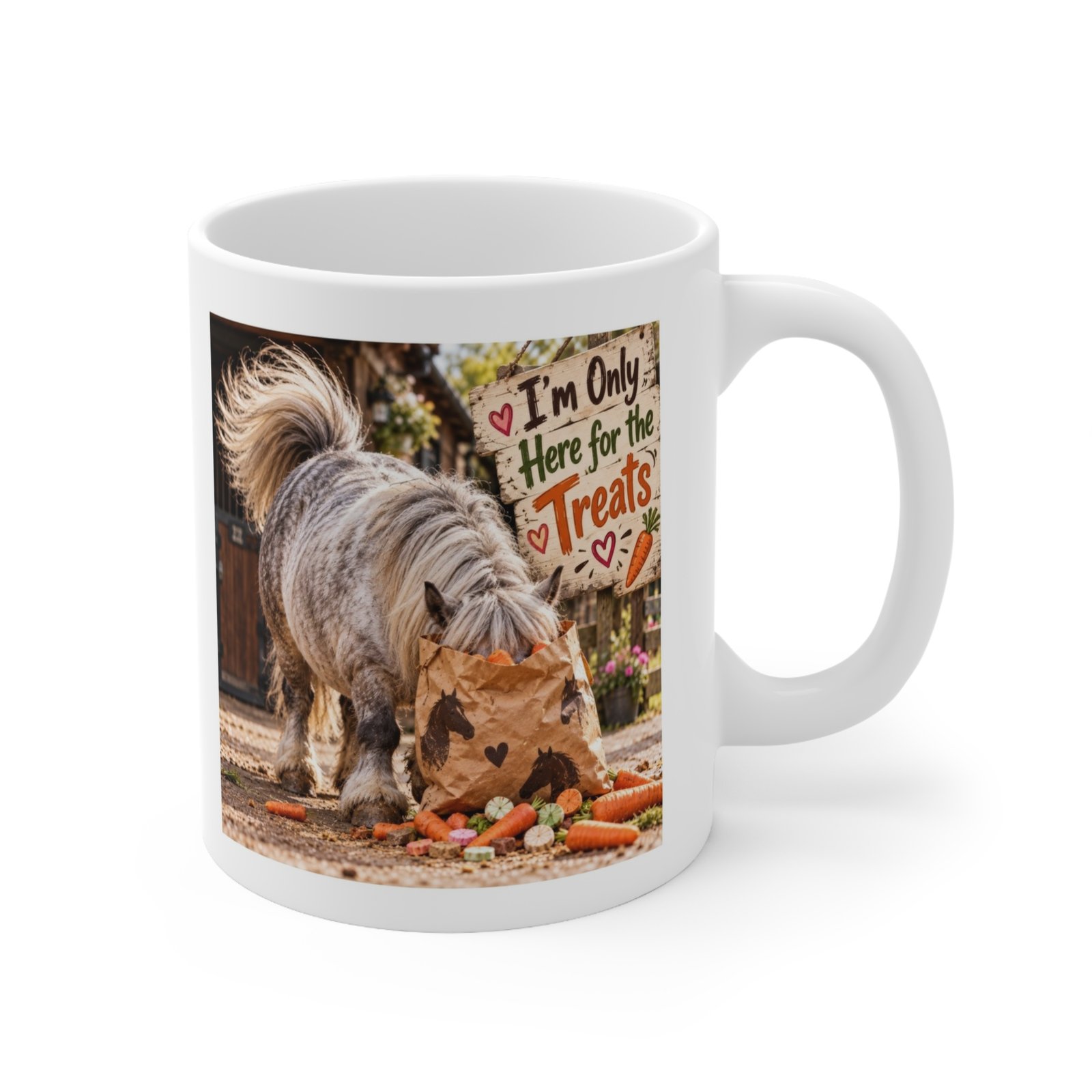 I'm Only Here for the Treats Mug, Funny Pony Mug, Equestrian Coffee Mug, Horse Lover Gift, Pony Mum Gift 11oz - Image 3