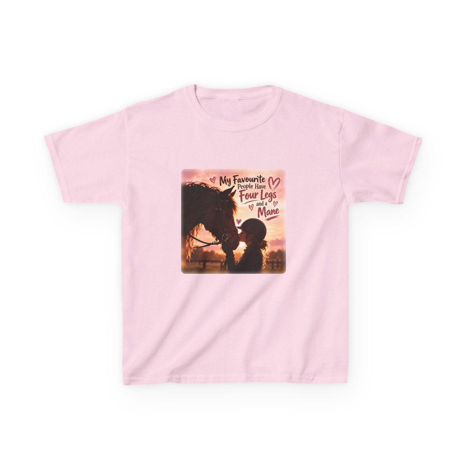 Kids My Favourite People Have Four Legs and a Mane T-Shirt, Pony Club Gift, Horse Girl Tee, Children's Equestrian Top - Image 4