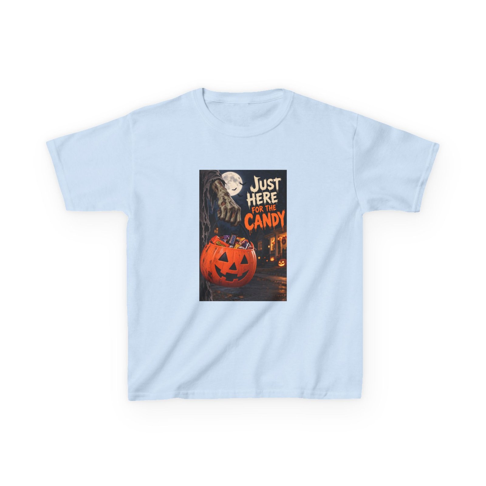 Kids Just Here for the Candy T-Shirt, Trick or Treat Shirt, Kids Halloween Tee, Pumpkin Candy Bucket Top, Spooky Season - Image 3
