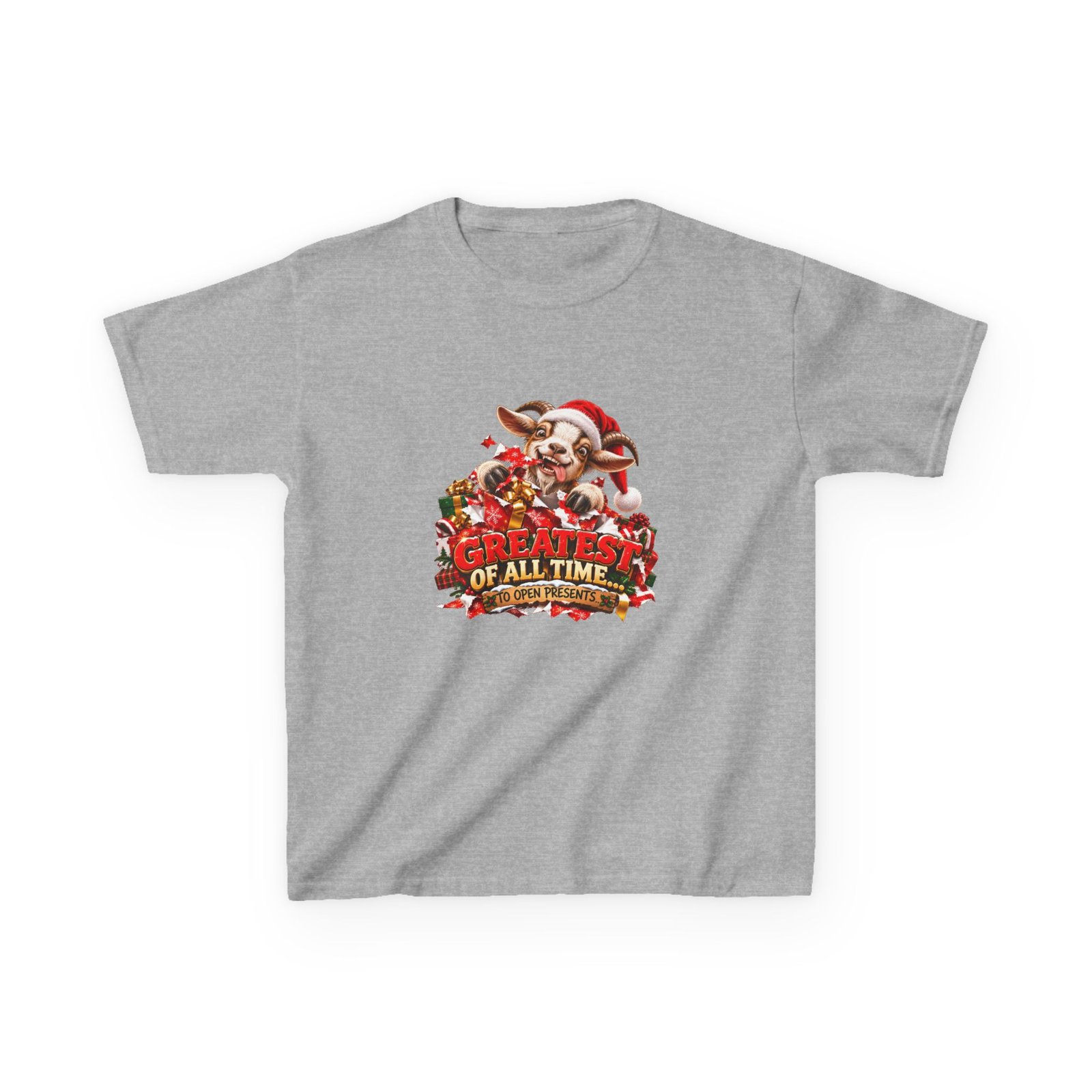 Kids GOAT Greatest Of All Time To Open Presents T-Shirt, Funny Goat Christmas Shirt, Kids Xmas Tee, Goat Lover Gift, Childrens Christmas Top - Image 2